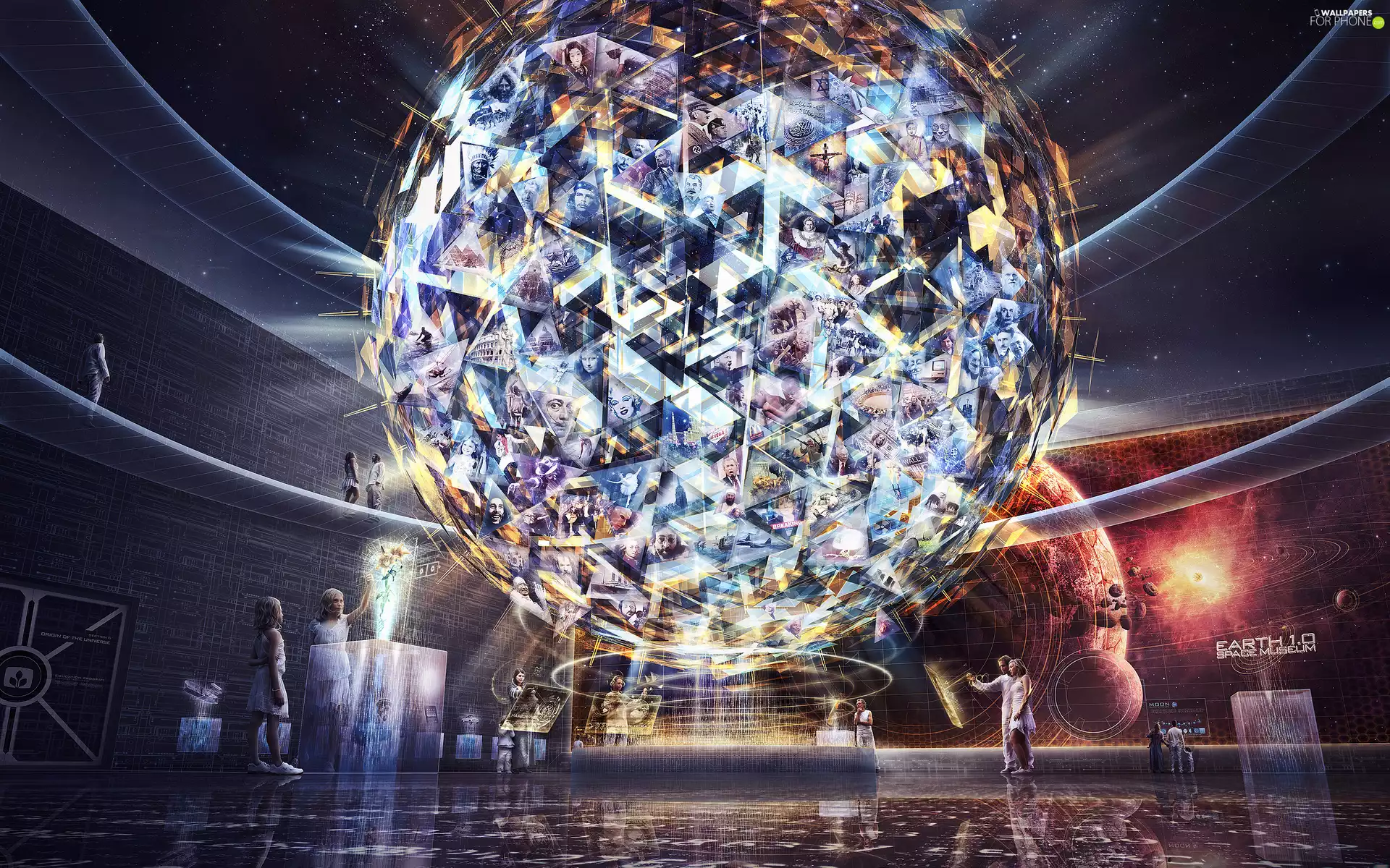 Orb, fantasy, Holograms, Museum, earth, future