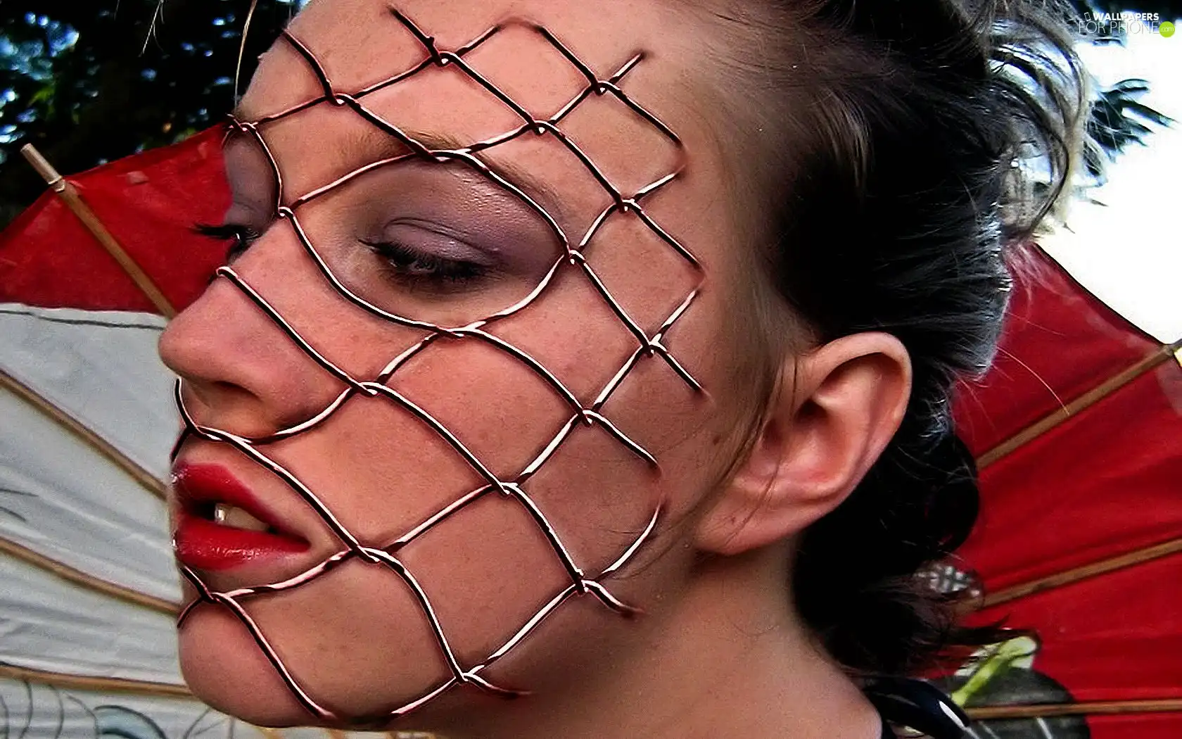 net, woman, face