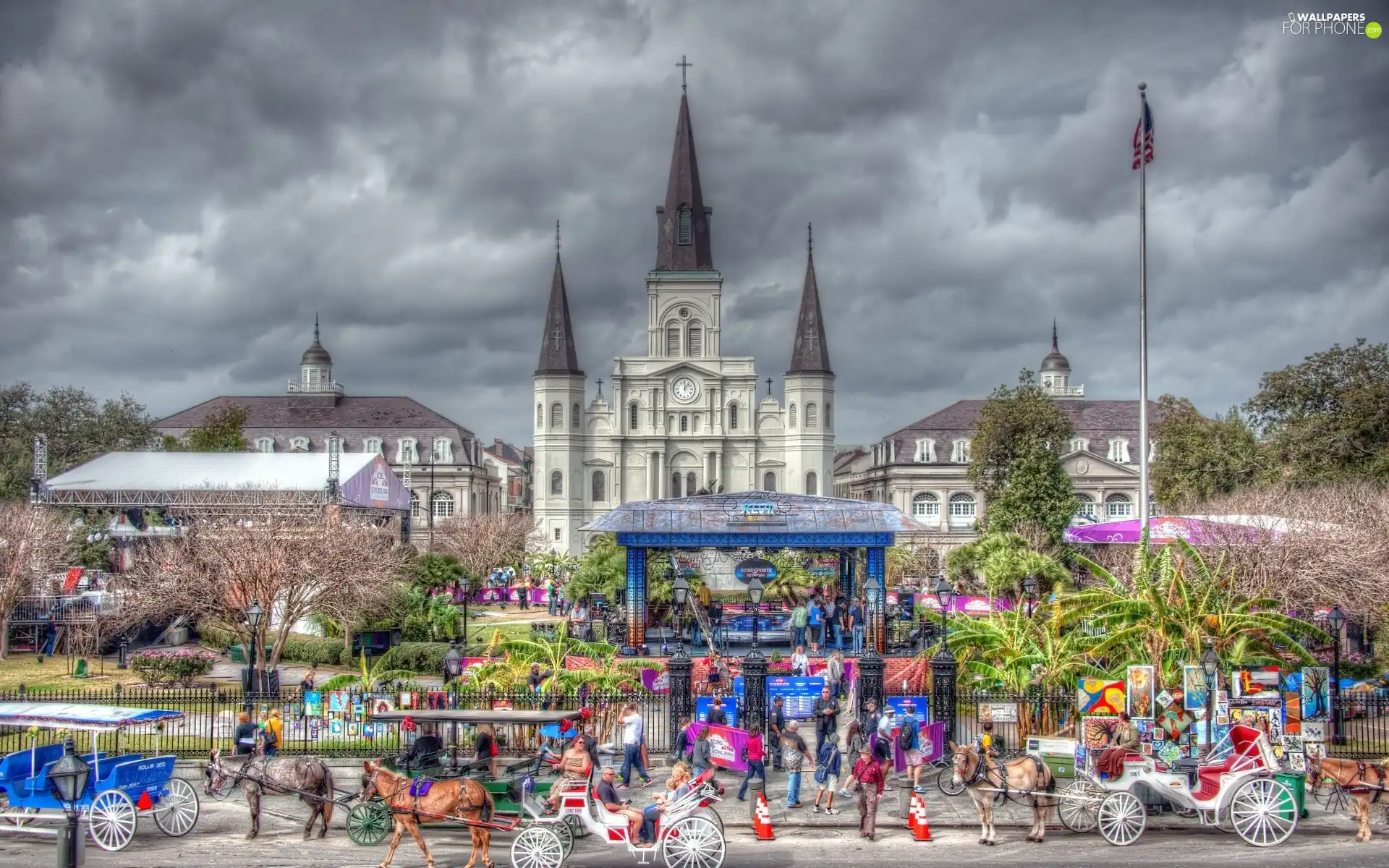 Church, Scene, New Orleans, carriages