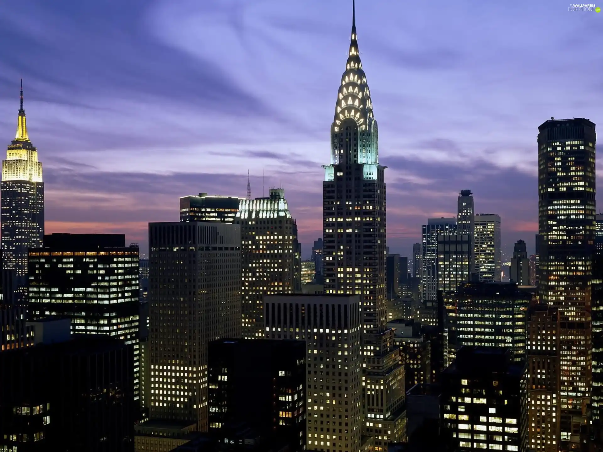 panorama, Floodlit, New York, town