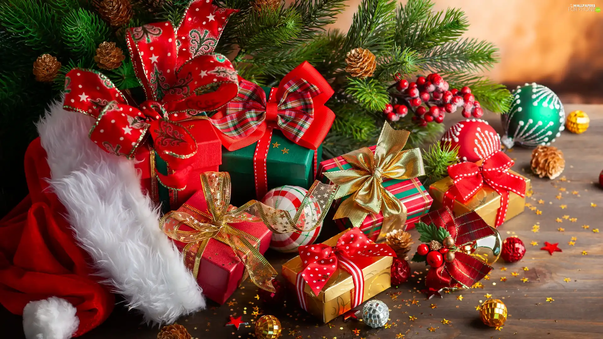 Twigs, Christmas, Hat, Nicholas, baubles, gifts