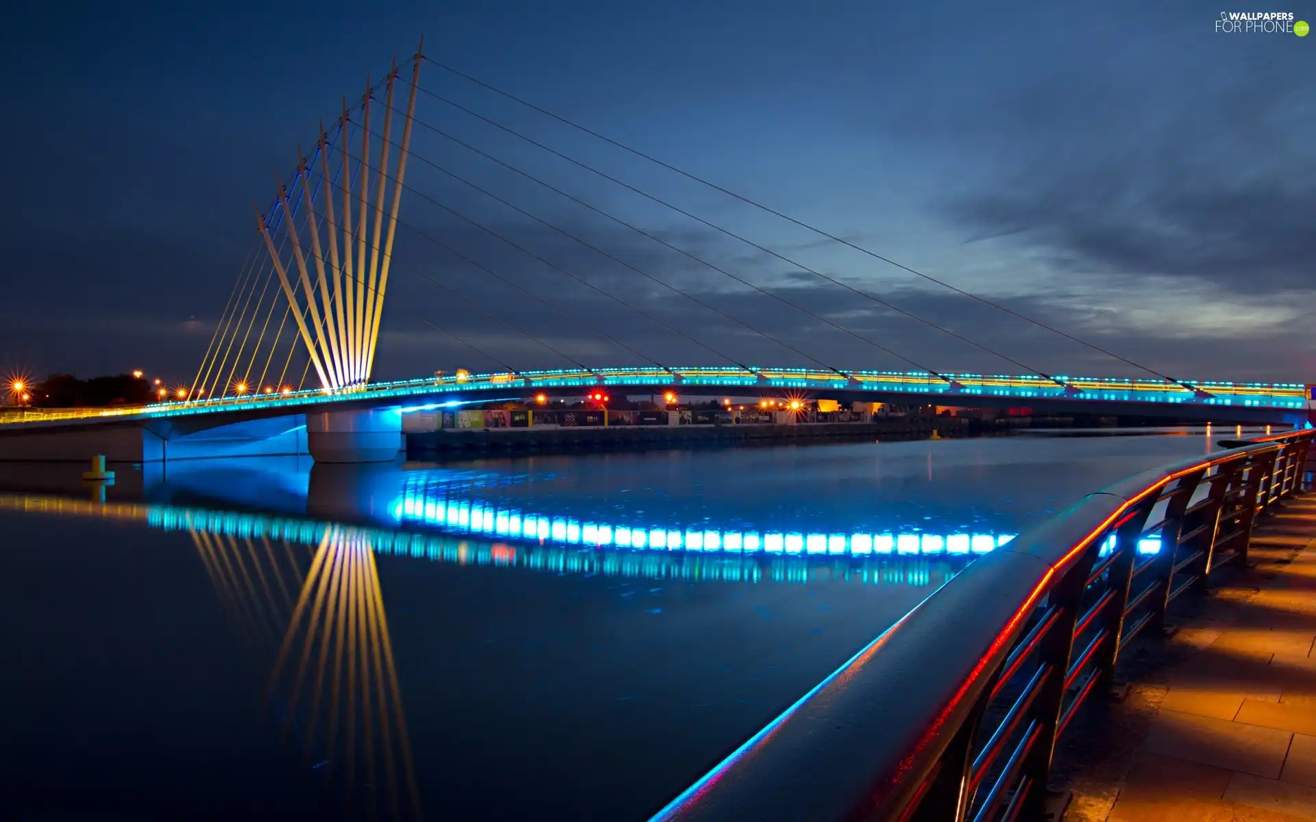 bridge, light, Night, color