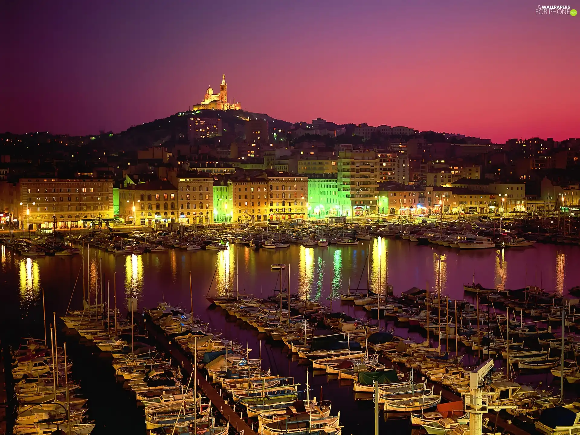 Old car, Marseille, night, port