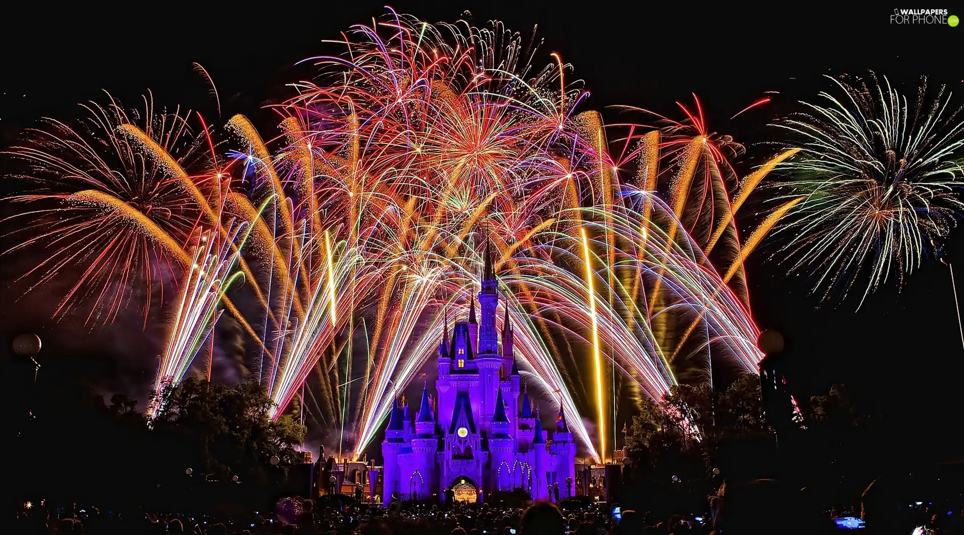 Disneyland, Paris, night, fireworks