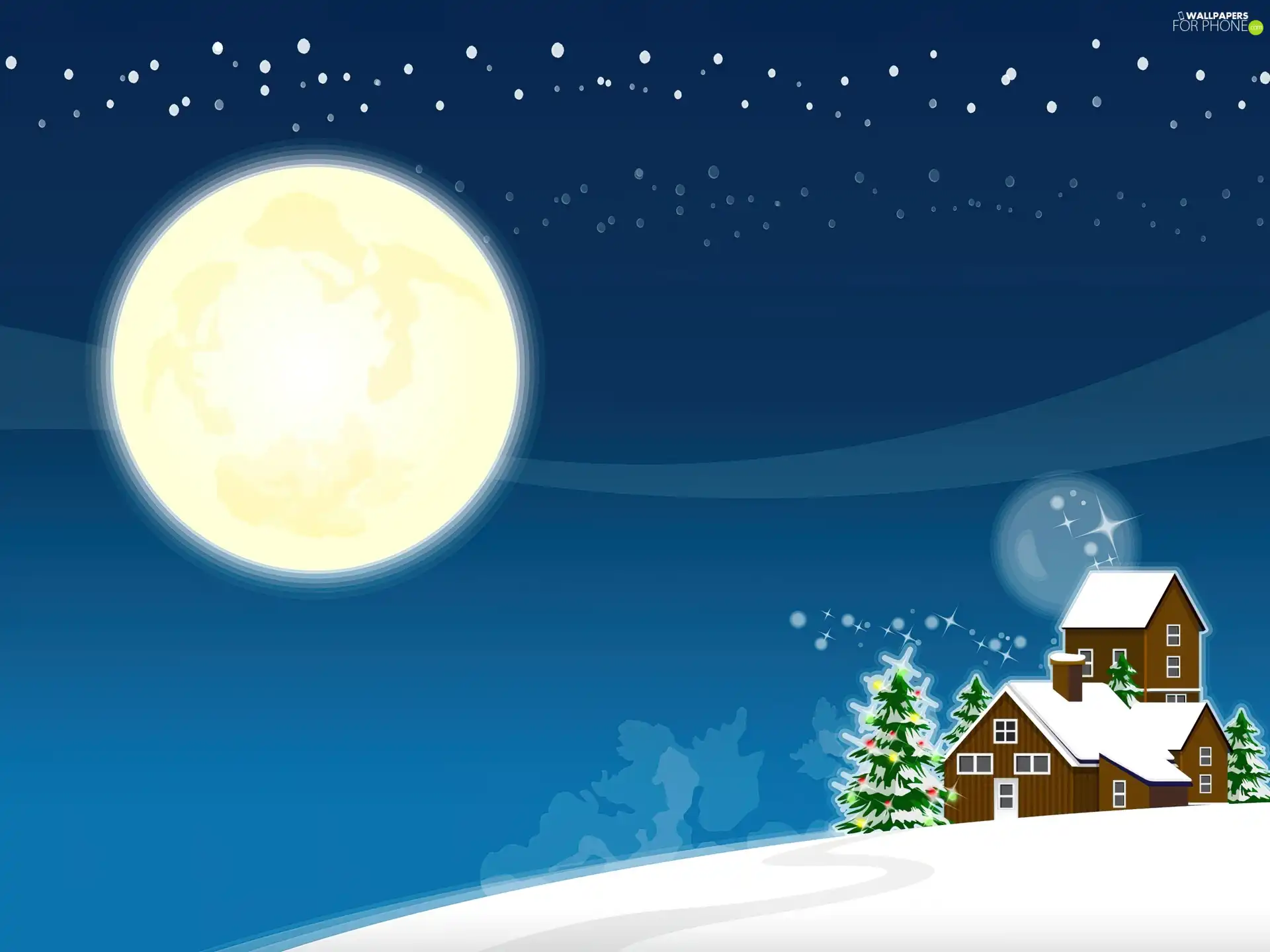 Night, God, Home, christmas tree, moon, birth