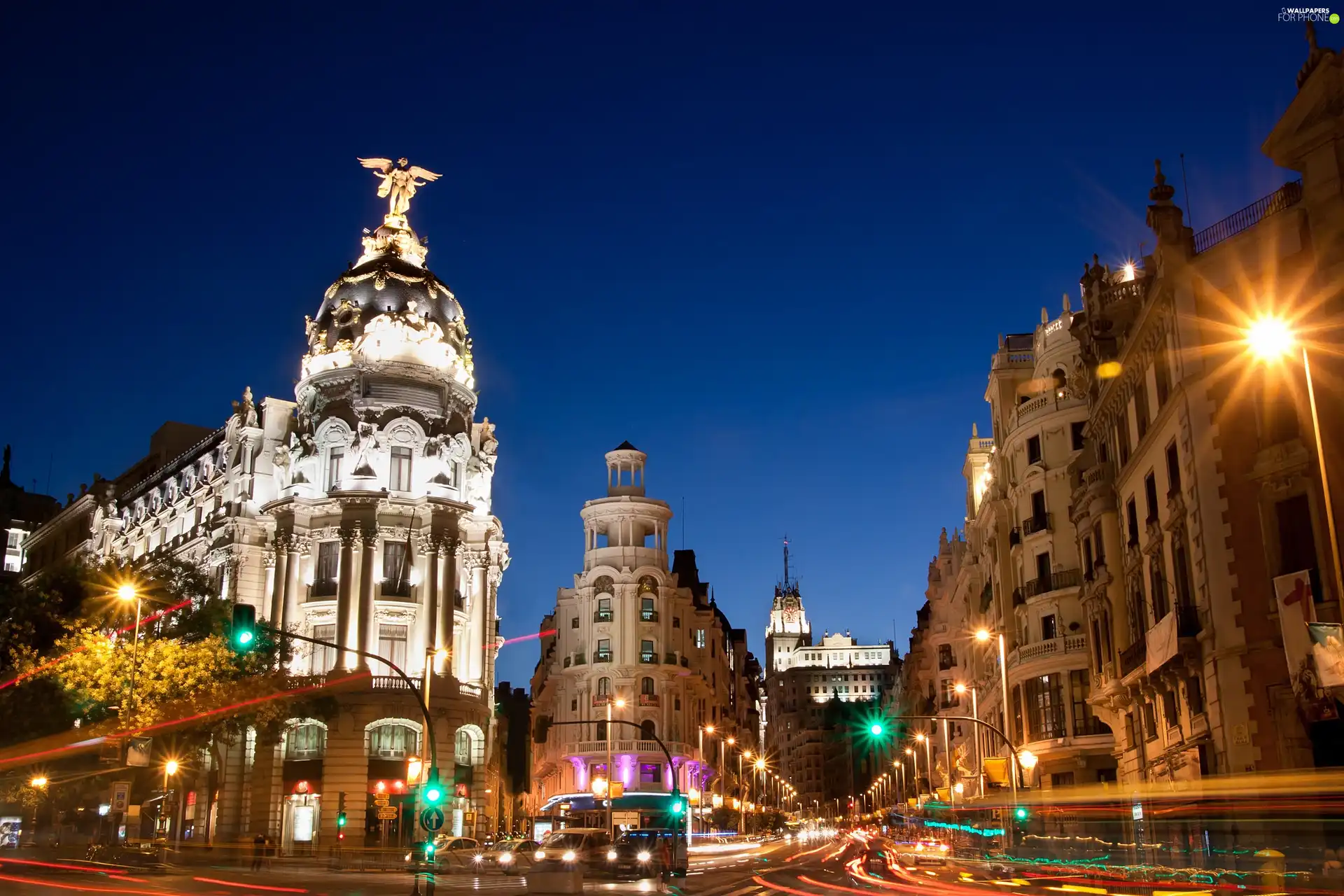 Madrid, Town, Night, Spain