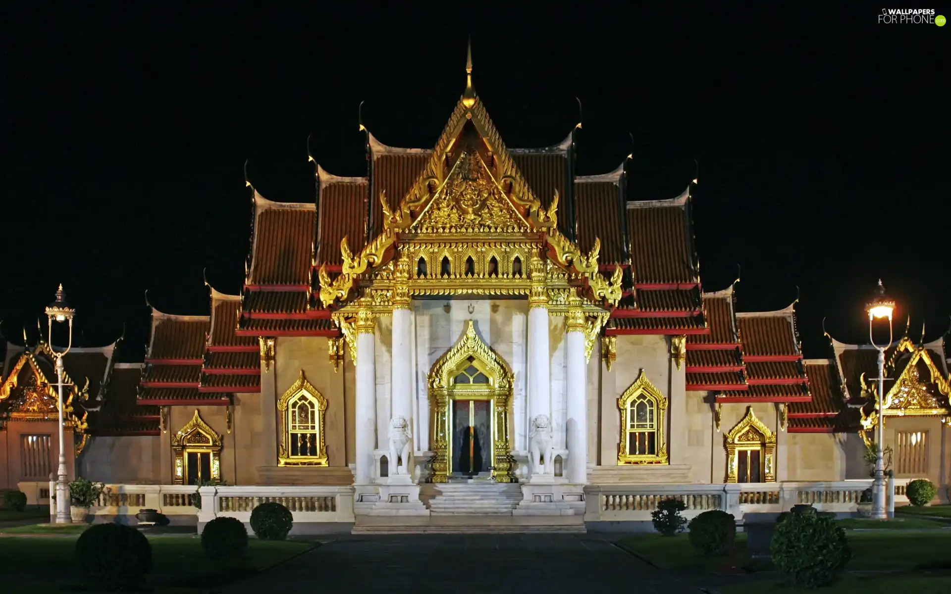 Night, Marble Temple, Bangkok, temple, Thailand