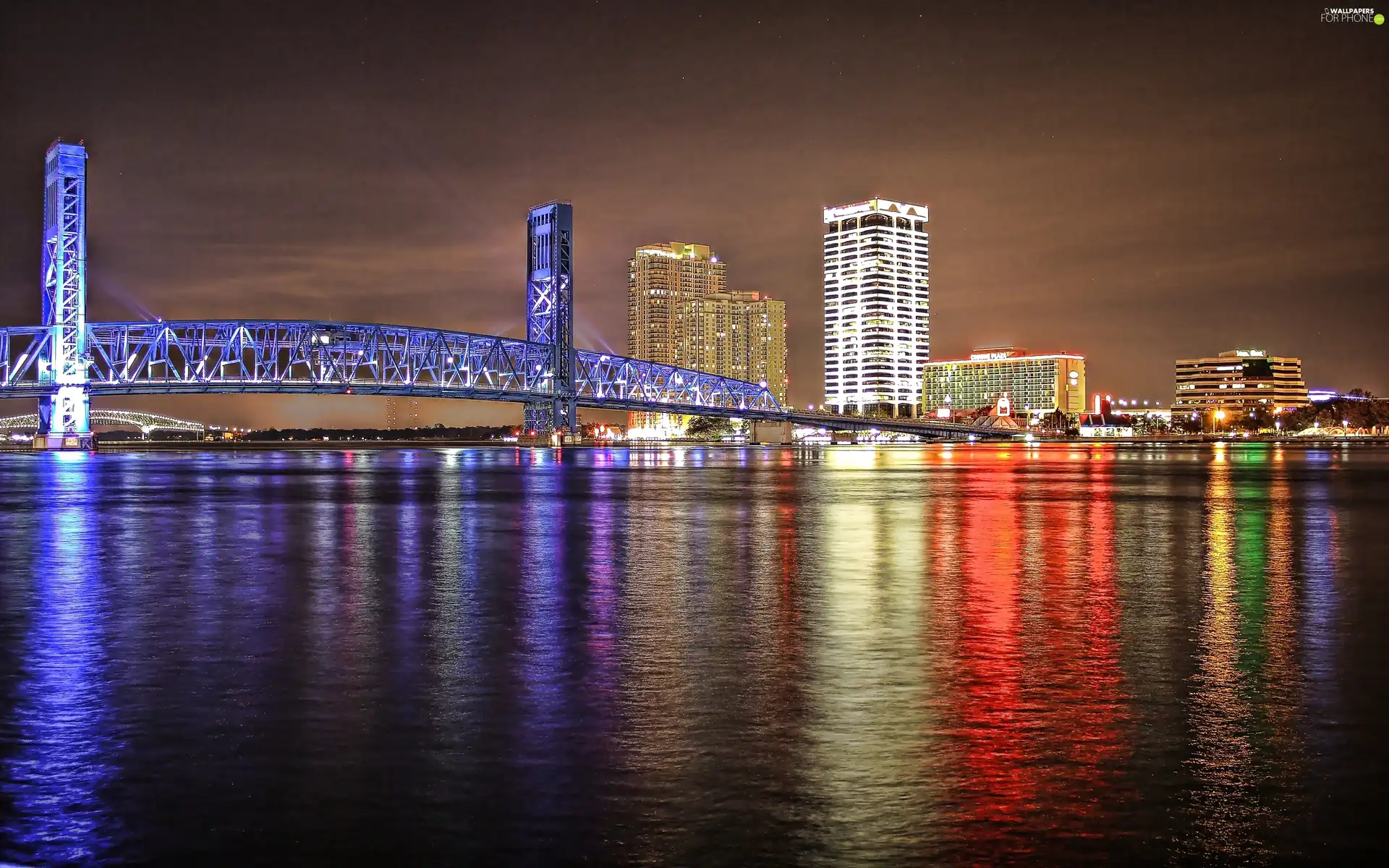 night, illuminated, Town