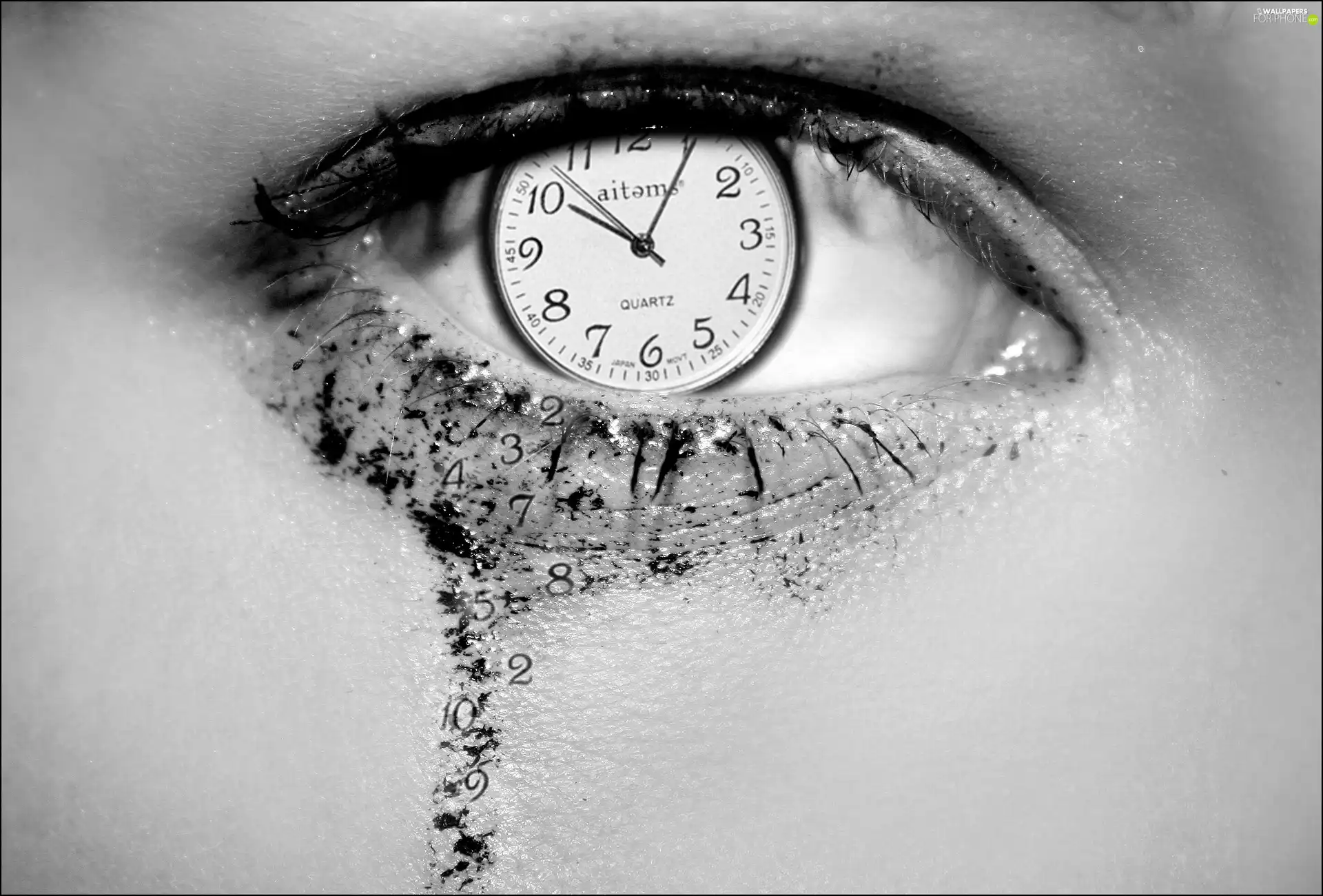 numbers, eye, Clock