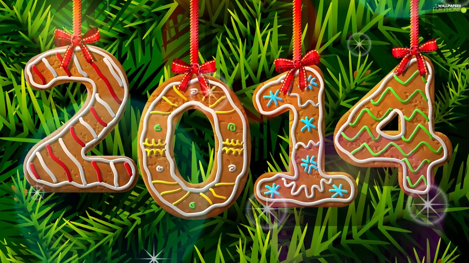 date, New, numbers, Twigs, gingerbread, year