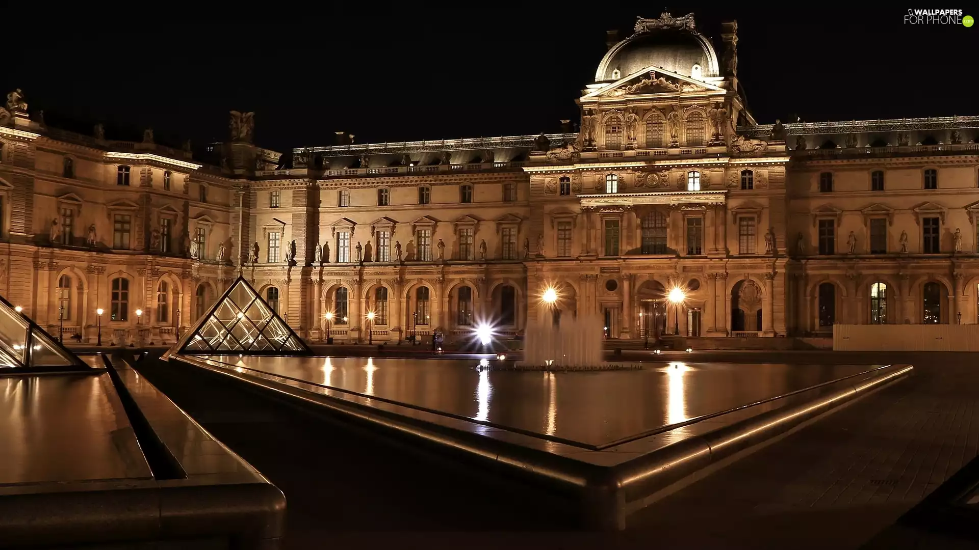 Paris, France, museum of art, Louvre, illuminated