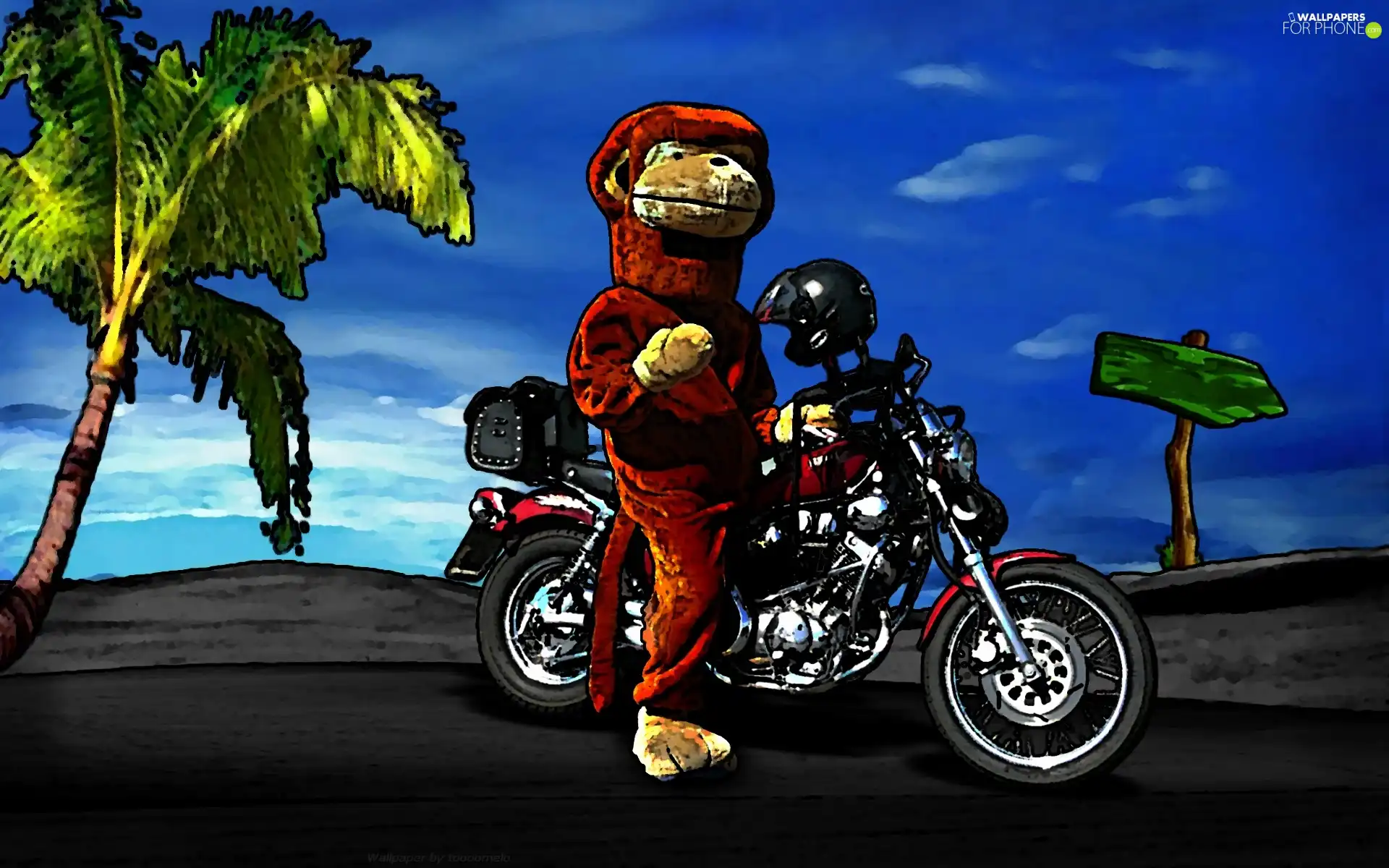Monkey, on a motorcycle