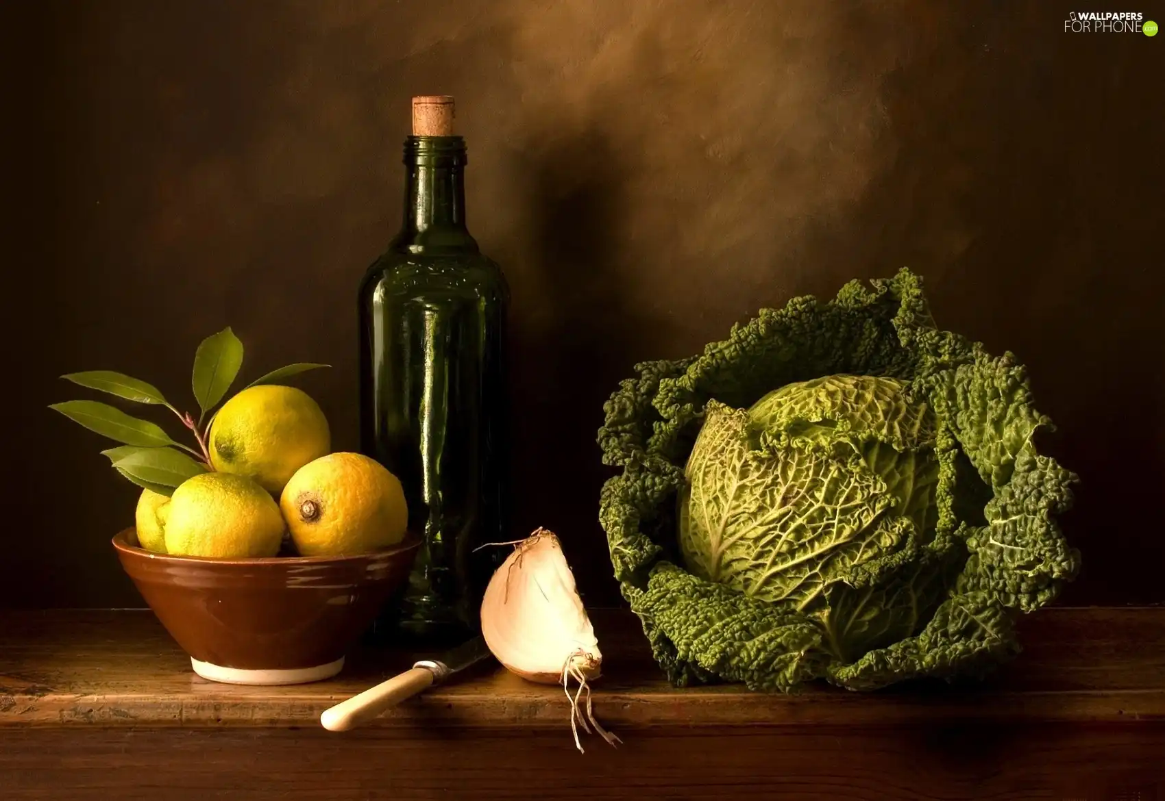 cabbage, lemons, onion, Wine
