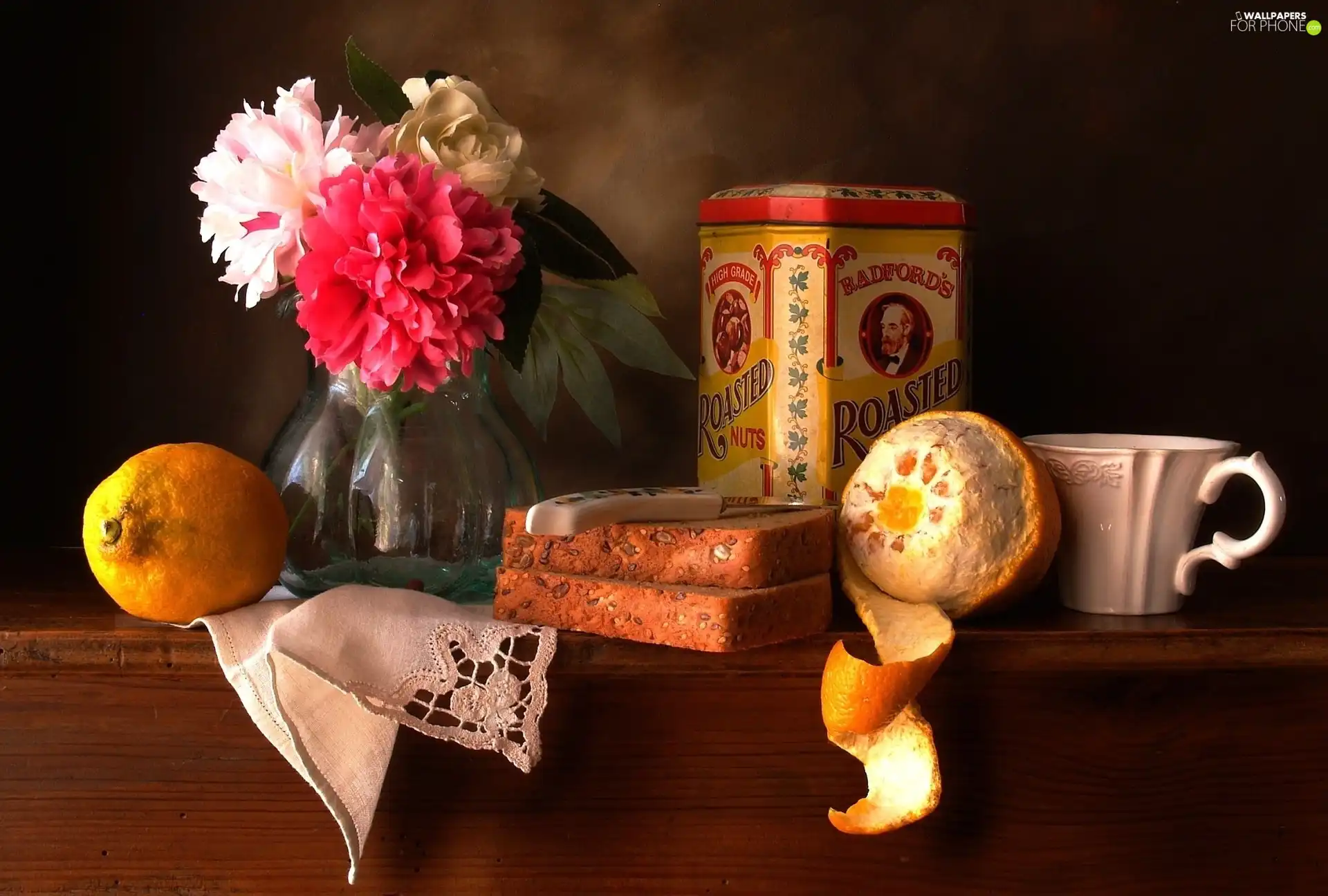 orange, Box, peony, Lemon, bouquet