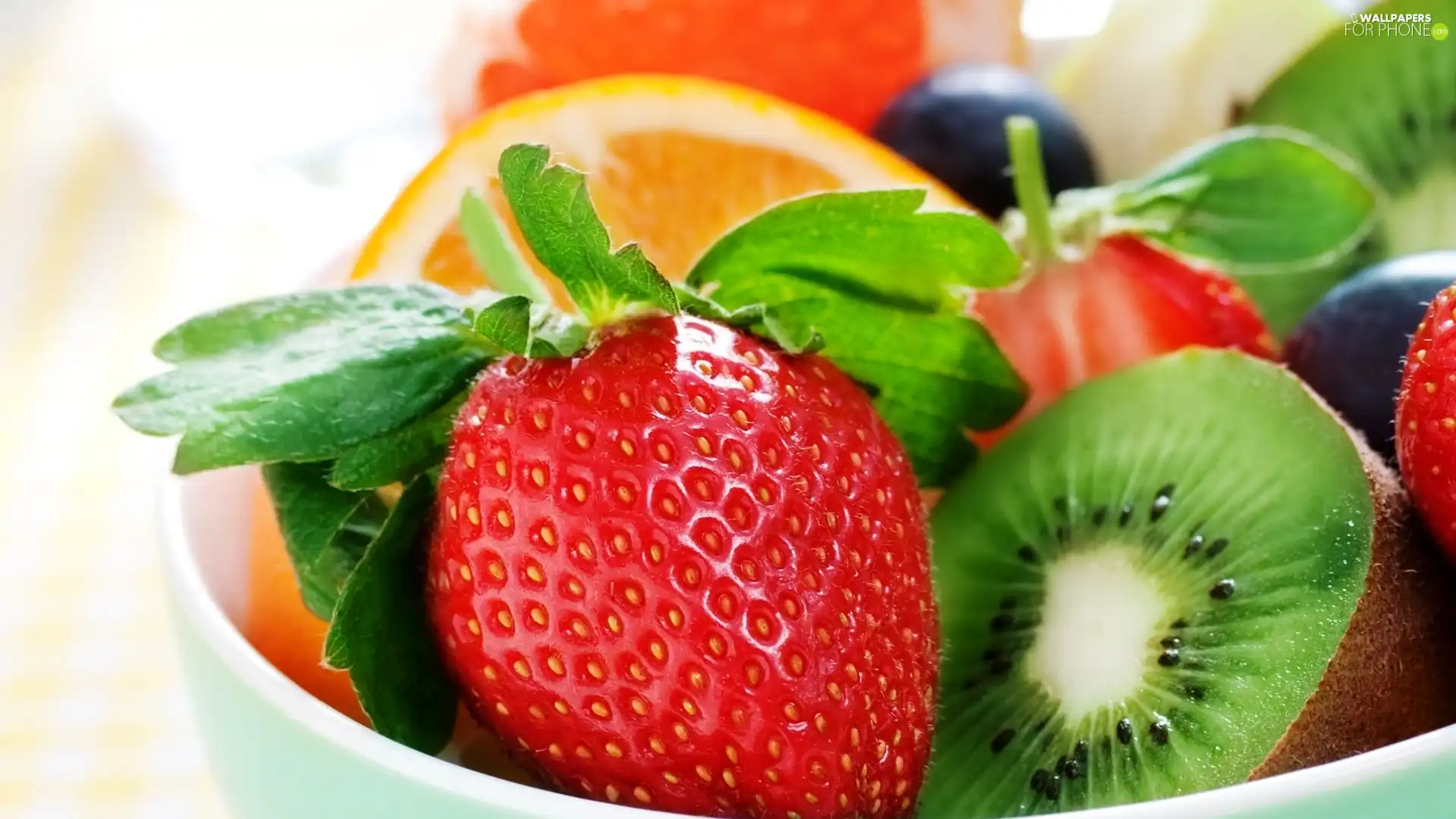 orange, strawberries, kiwi