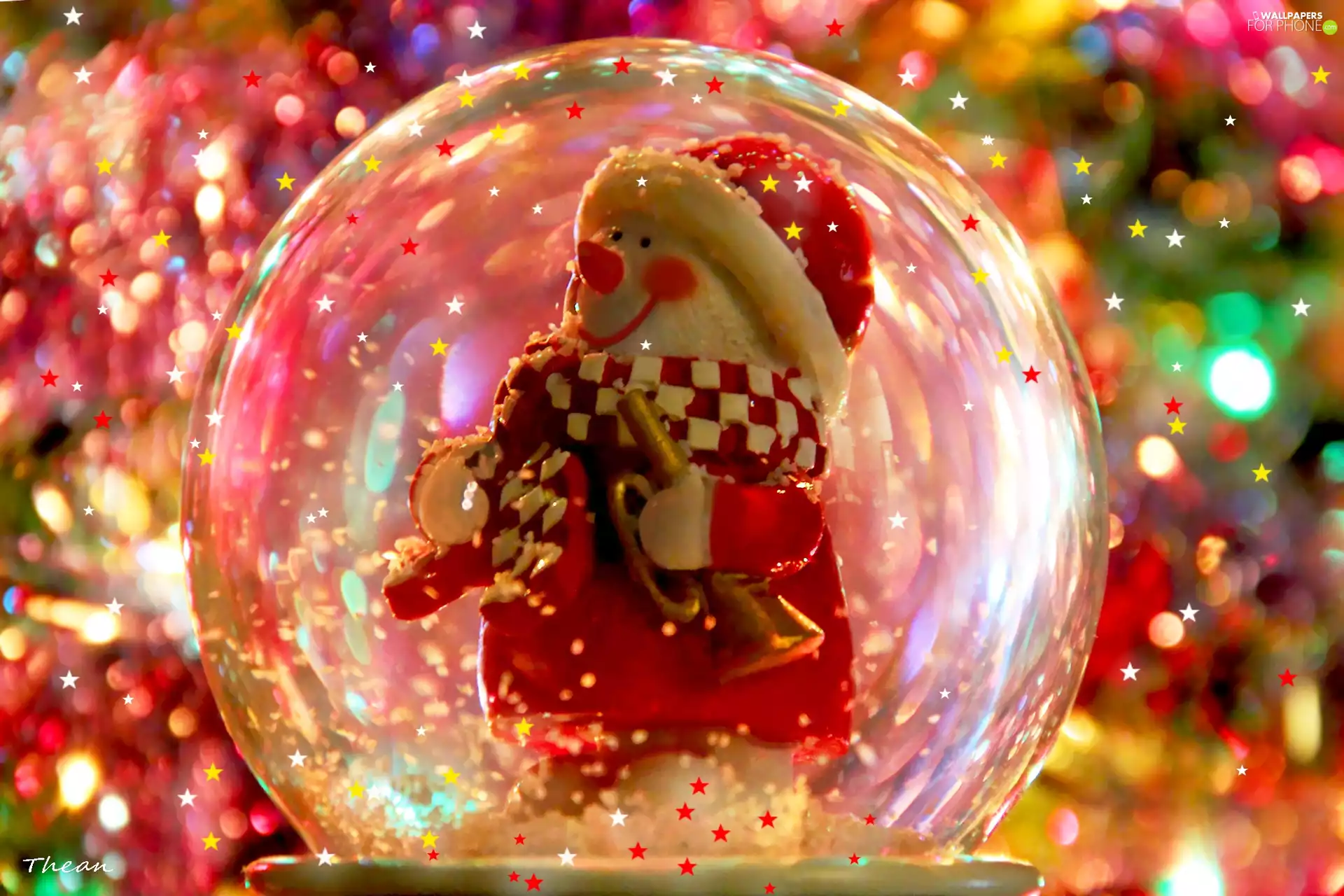 Christmas Stars, decoration, Orb, Snowman, Magic