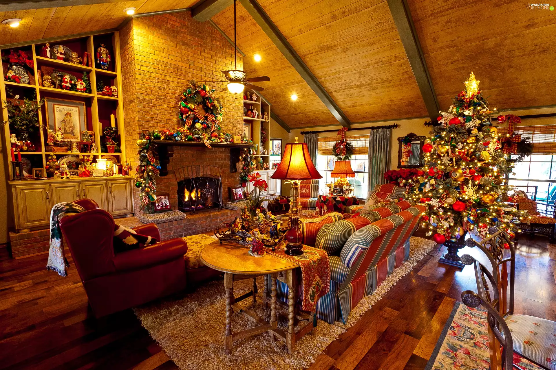 saloon, ornamentation, interior, christmas tree