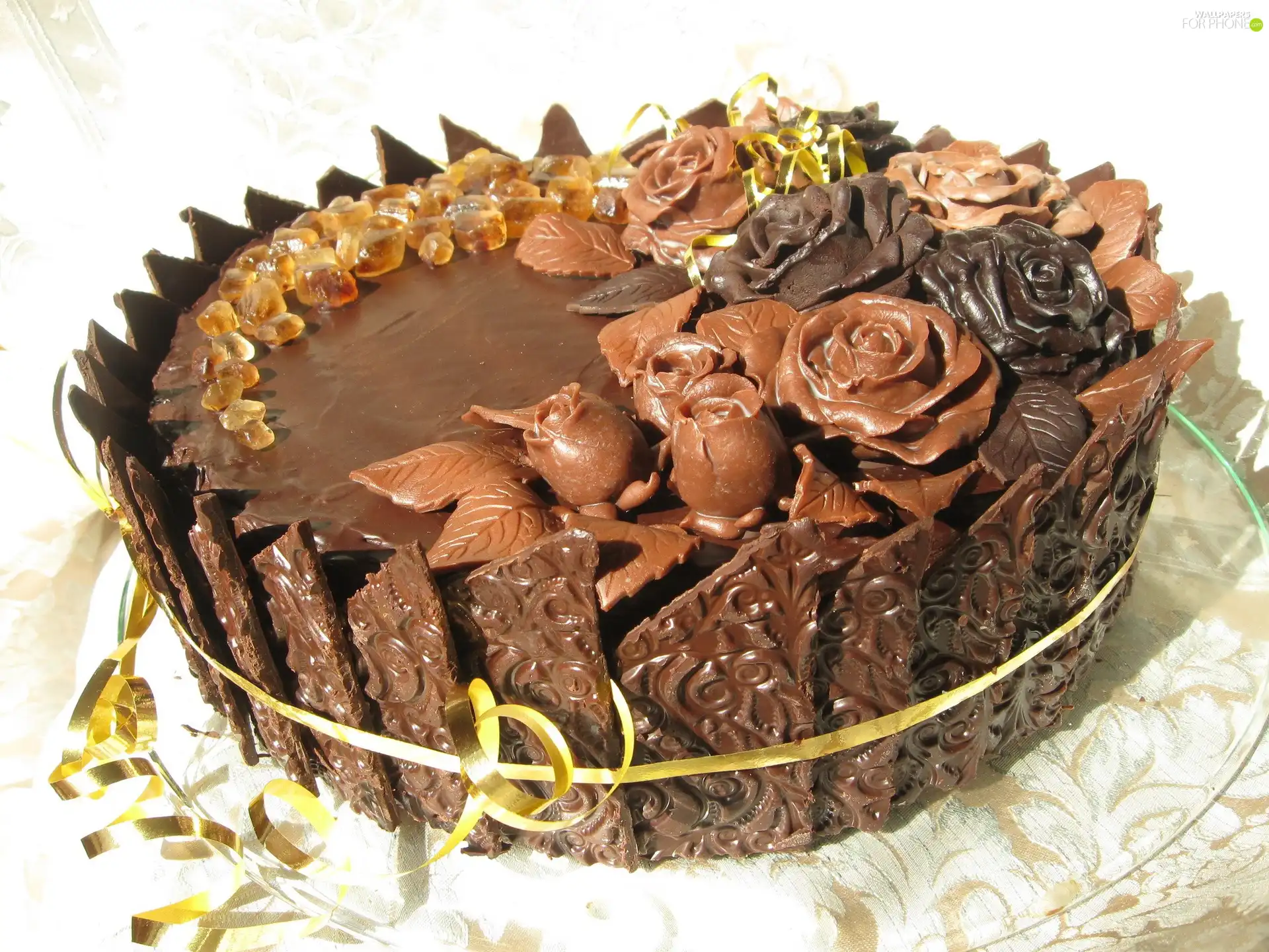 ornamentation, ribbon, chocolate, chocolate, Cake