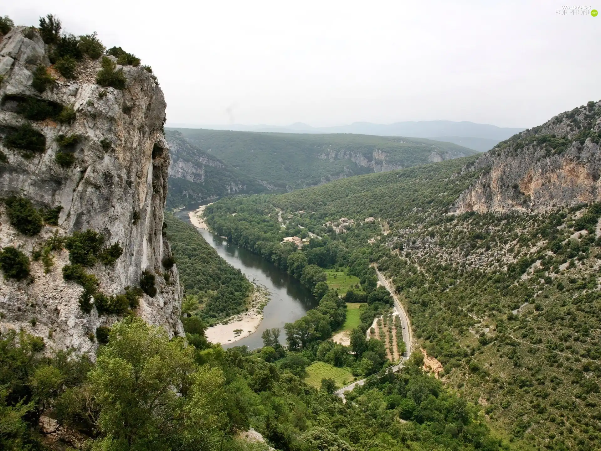 Mountains, River, panorama, rocks