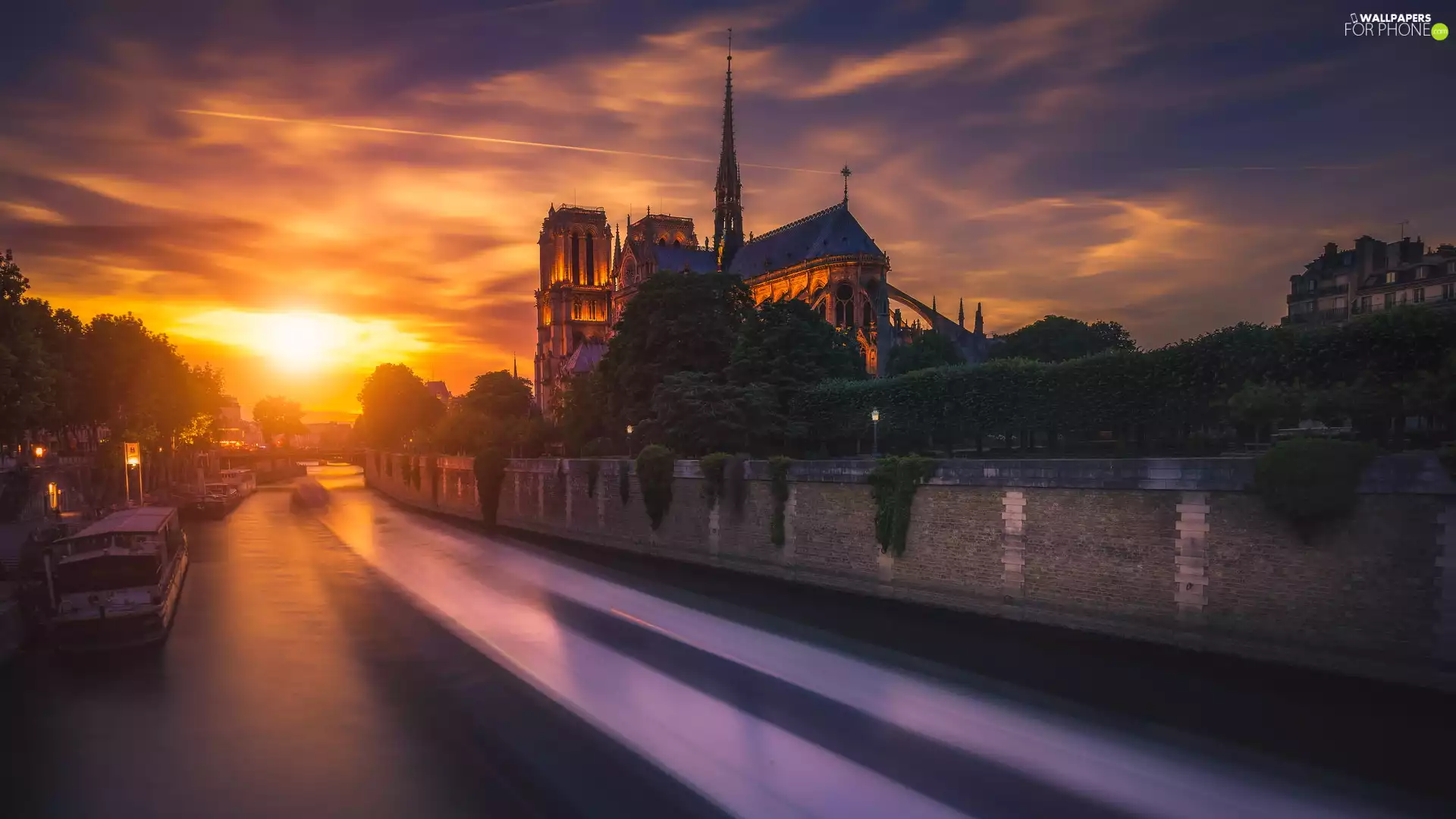 Paris, France, River Seine, Great Sunsets, Cathedral Notre Dame