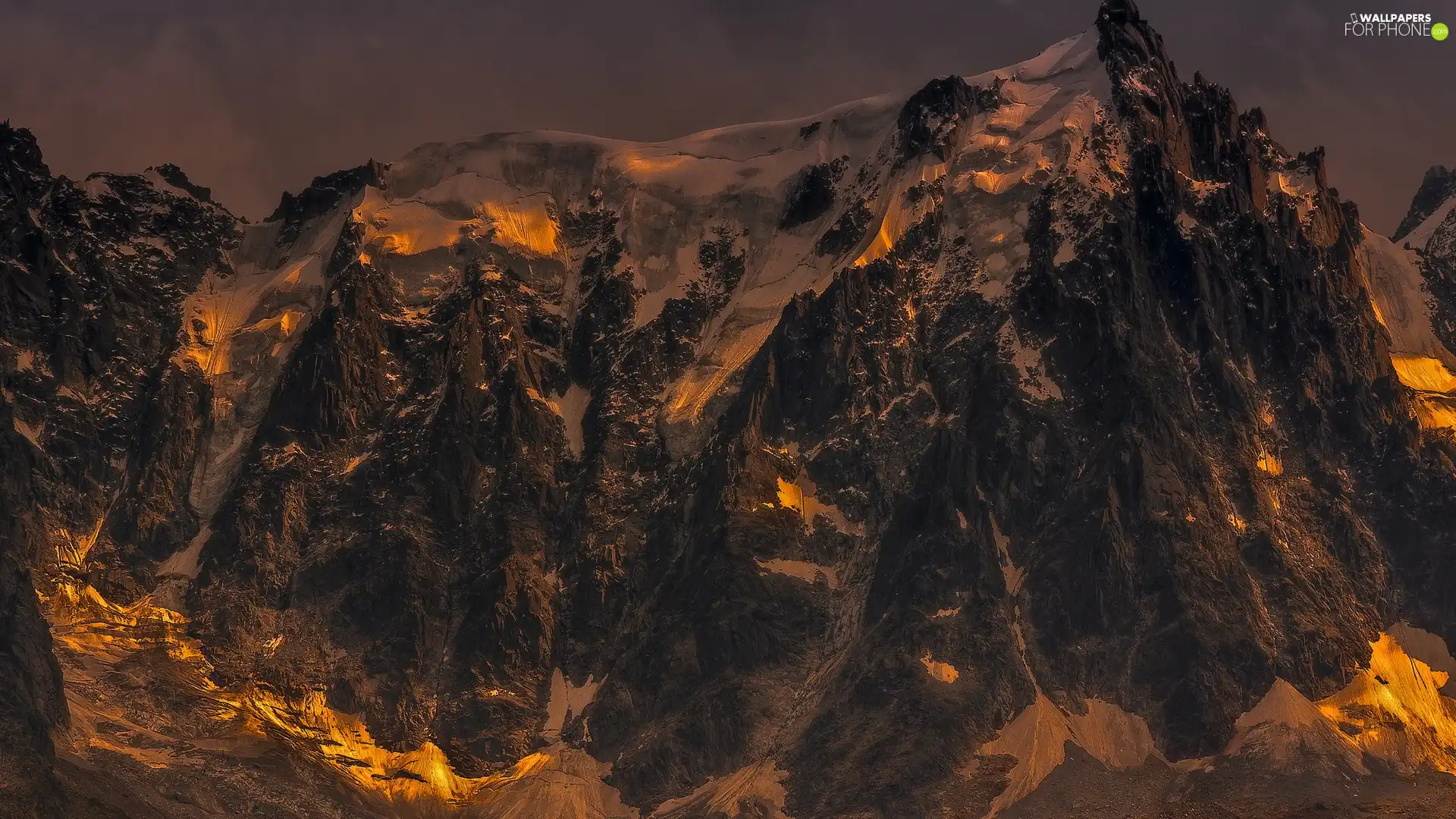 Rocky, Snowy, peaks, Mountains