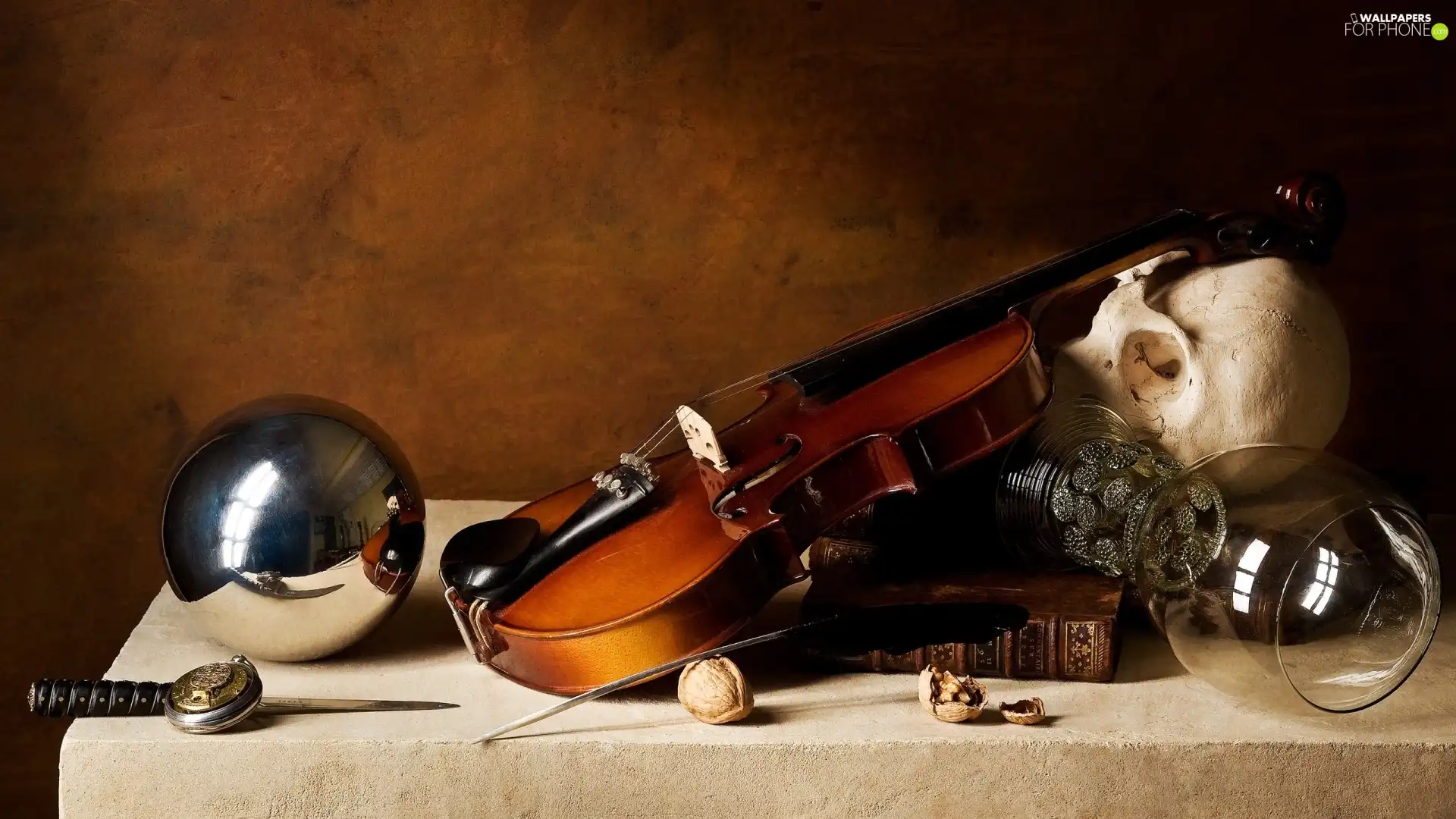penknife, violin, Orb