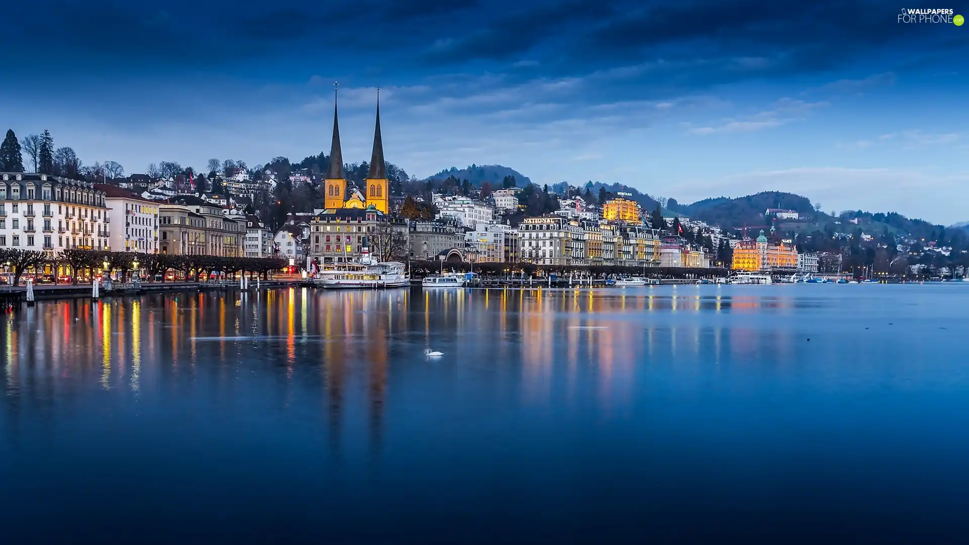 Switzerland, lake, Picture of Town, Lucerne