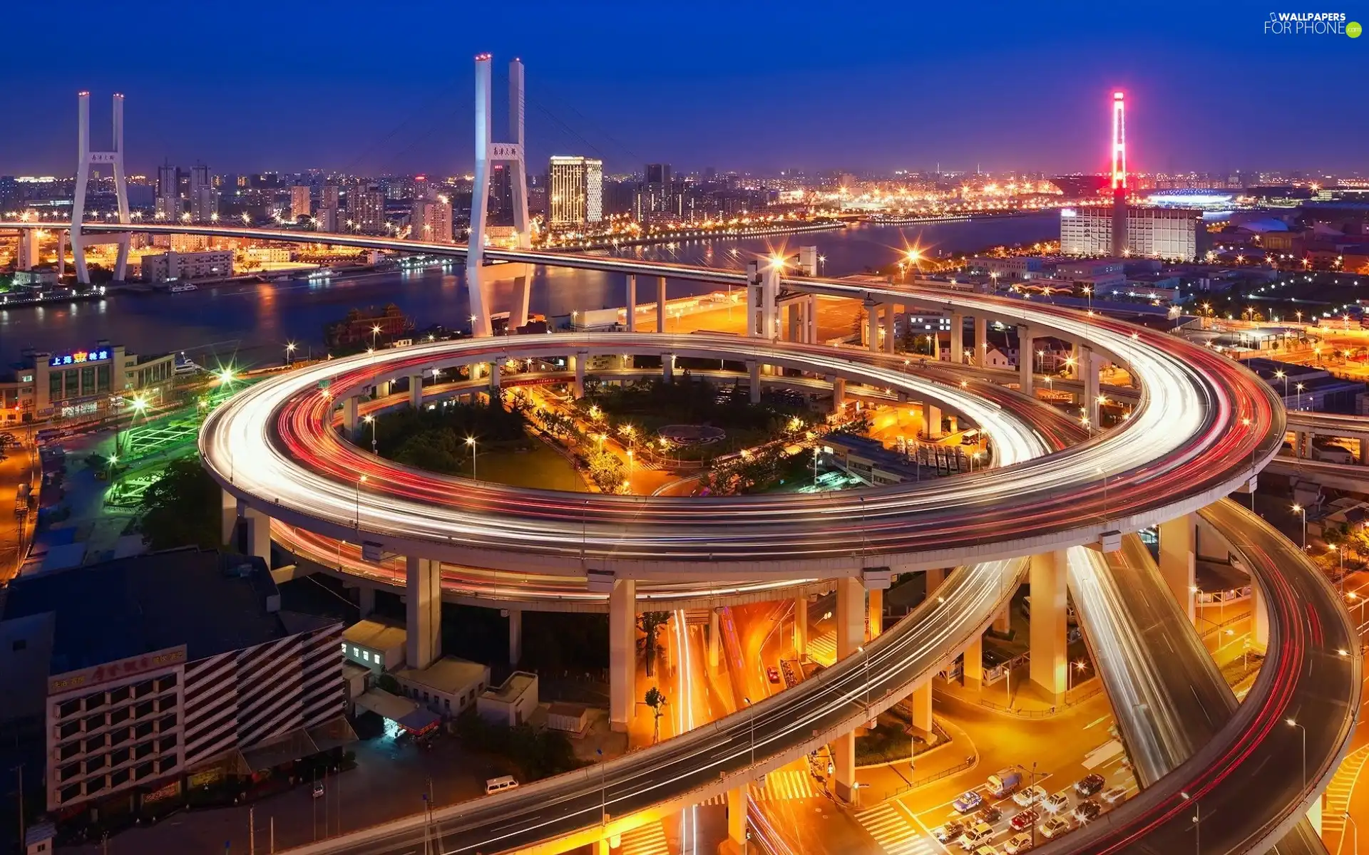 Nanpu Bridge, Picture of Town, Szanghaj, flyover