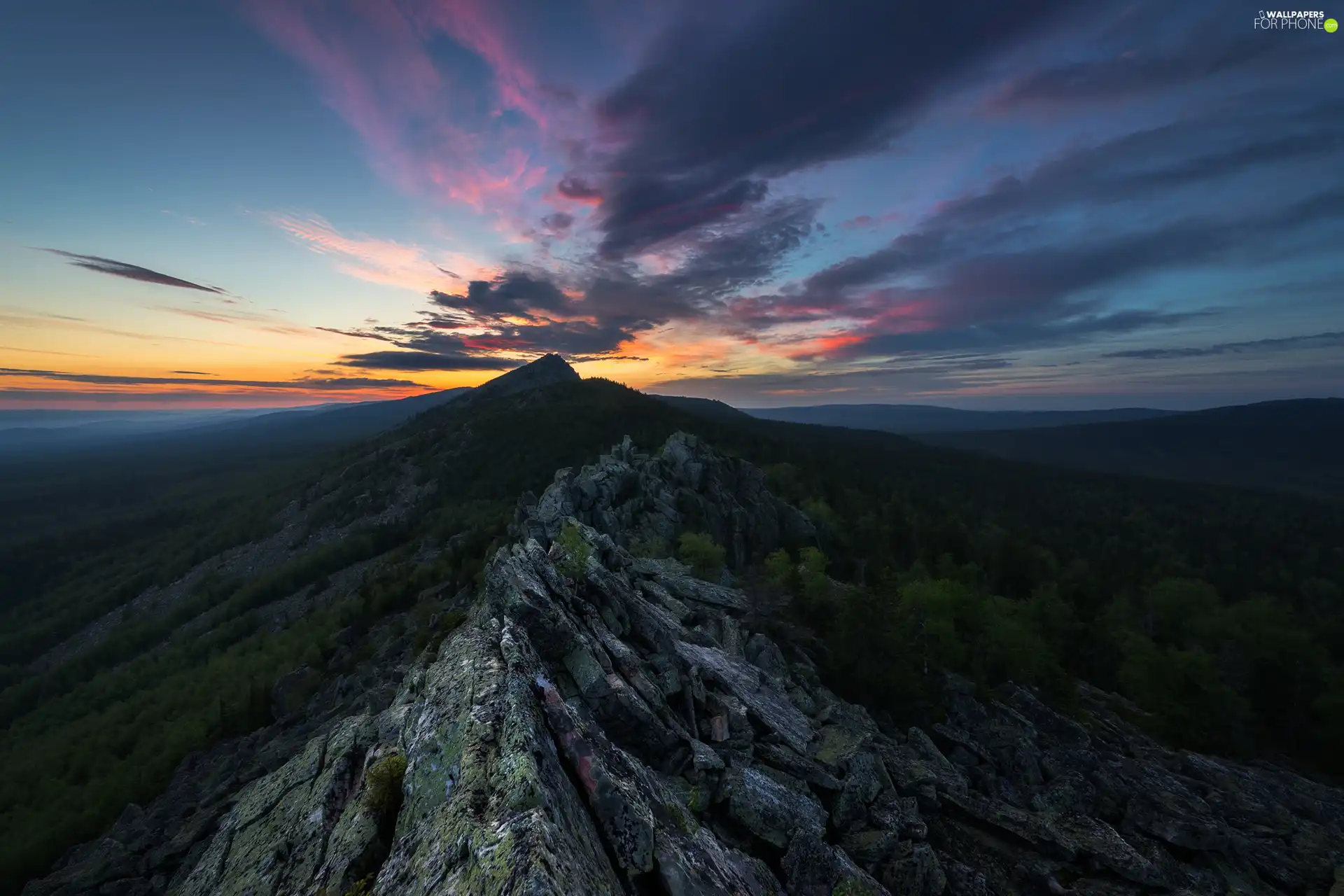 Mountains, Plants, Great Sunsets, rocks