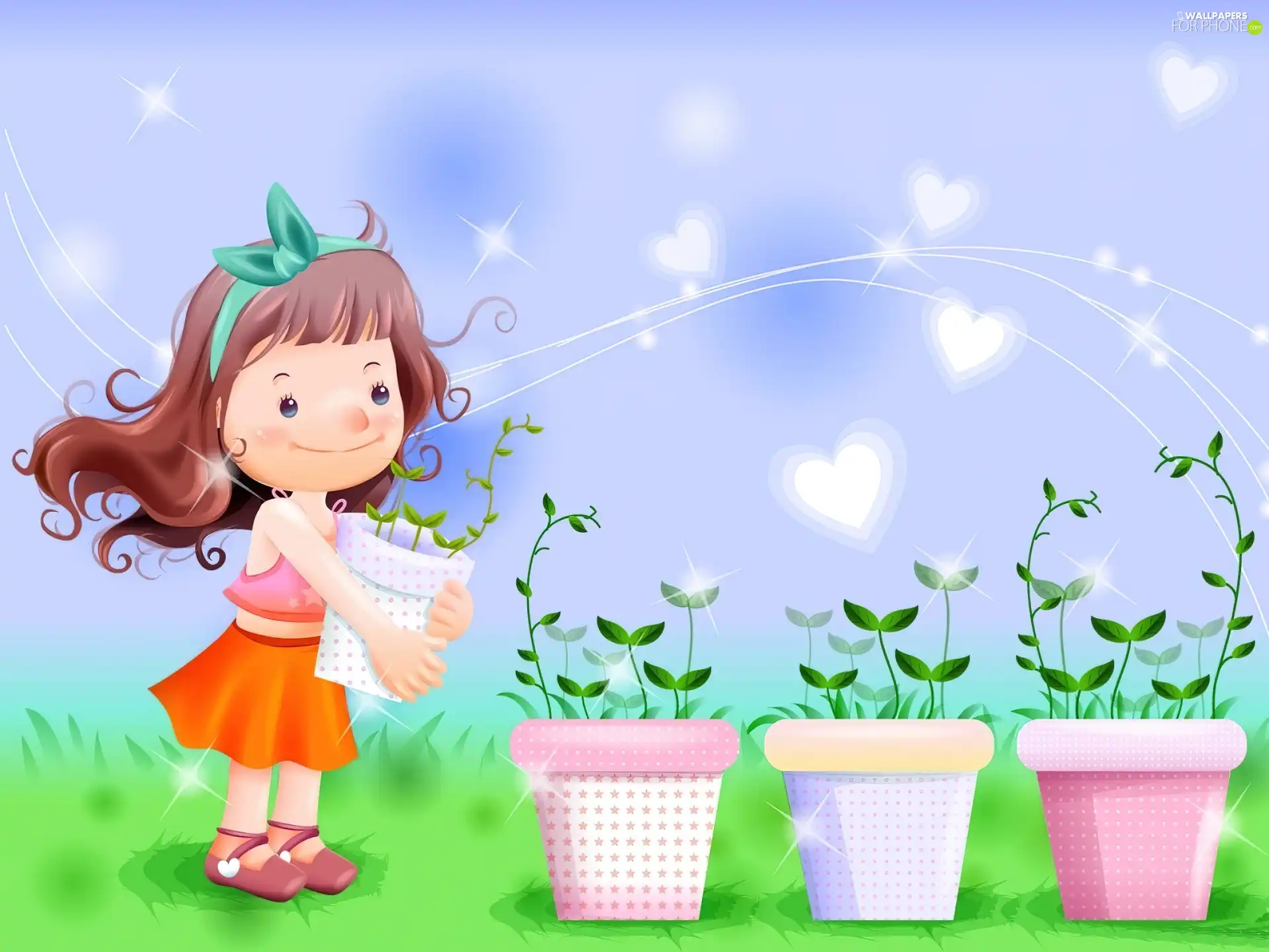 plants, Kid, Pots