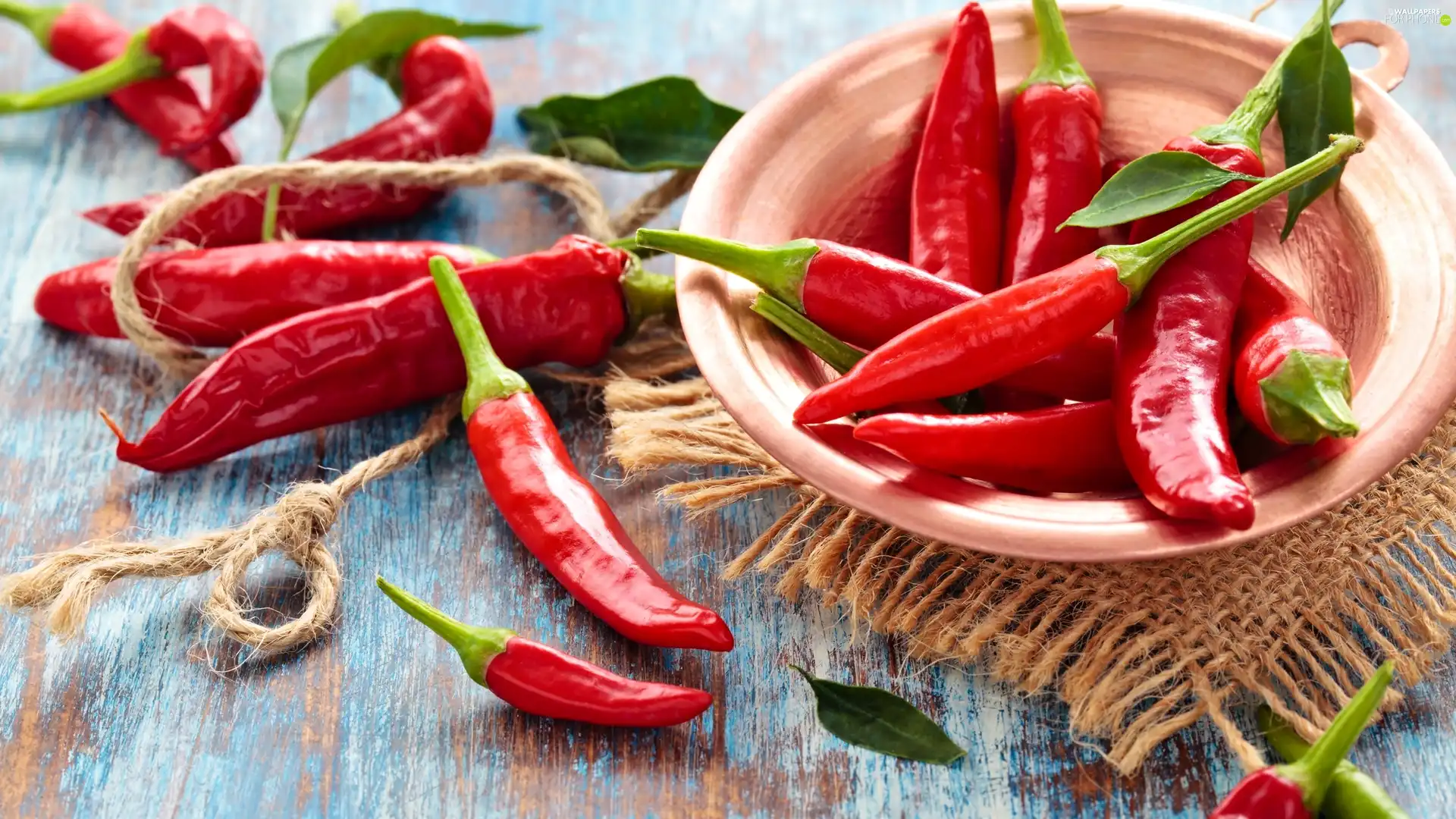 Red, plate, napkin, Chili Peppers