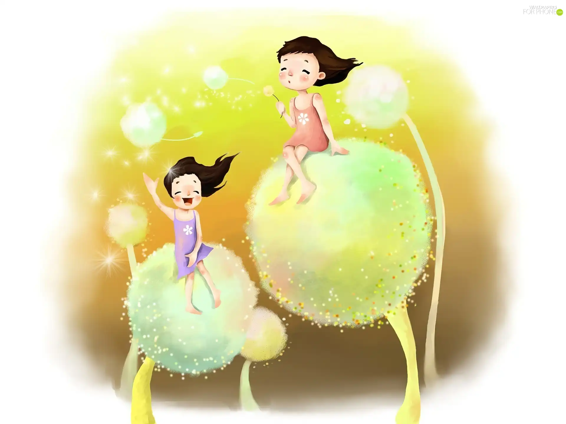 play, Kids, dandelions