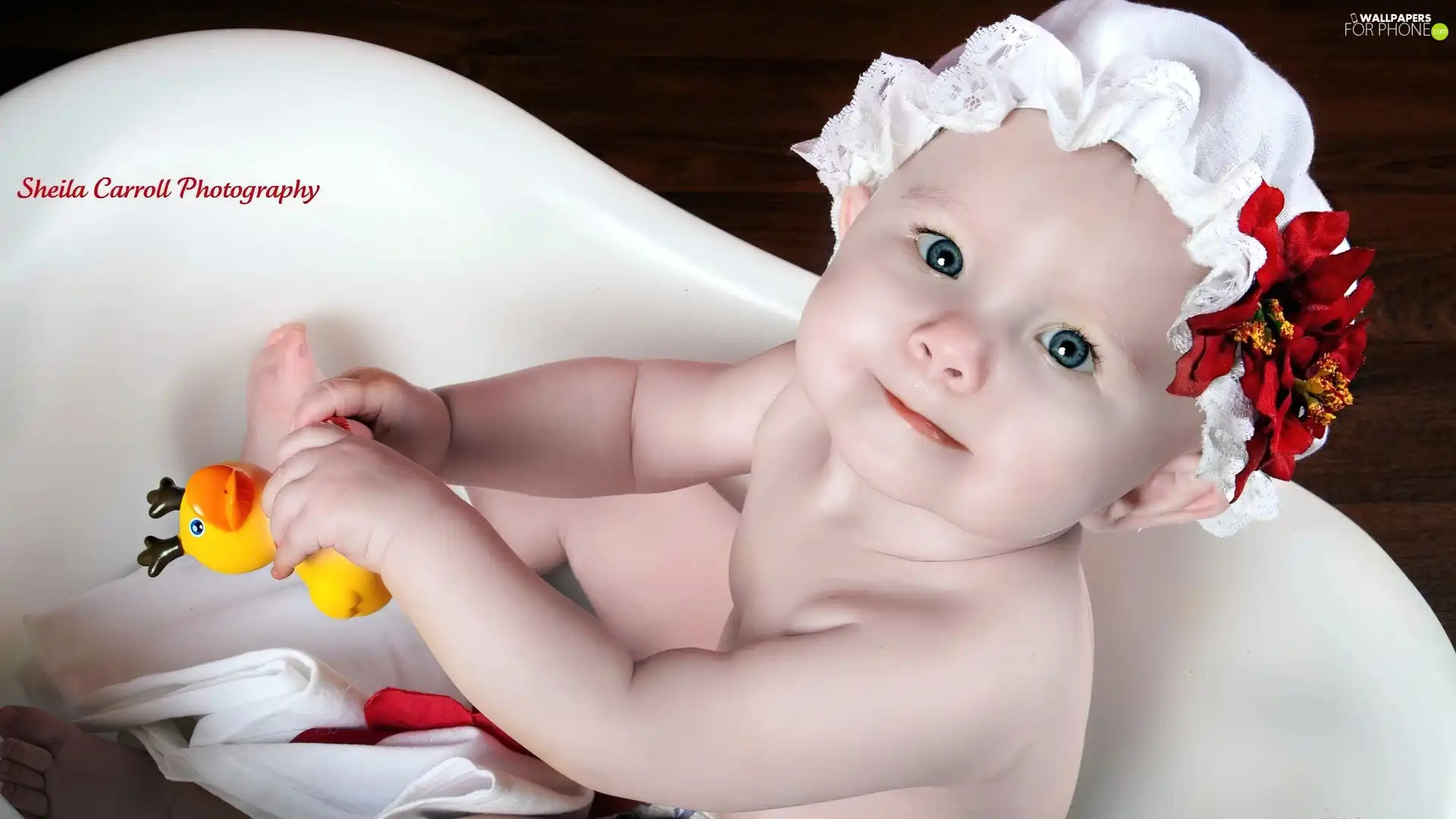 girl, Bath, play, cap