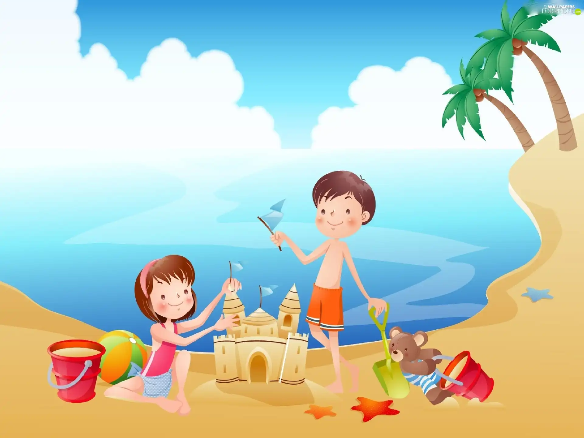 Kids, Beaches, play, sea