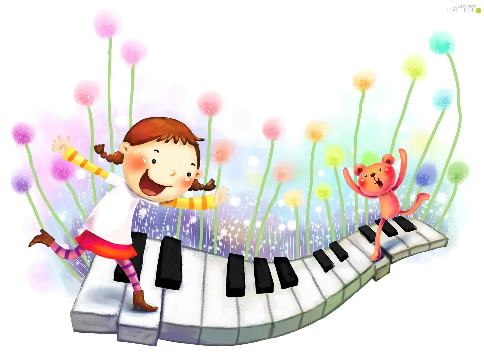 Kid, keyboard, play, Teddy Bear