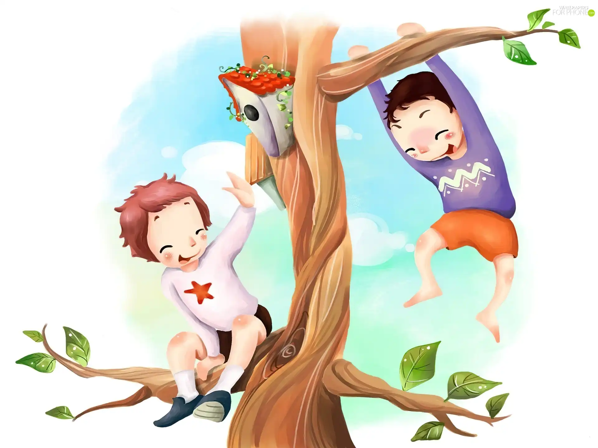 play, Kids, trees
