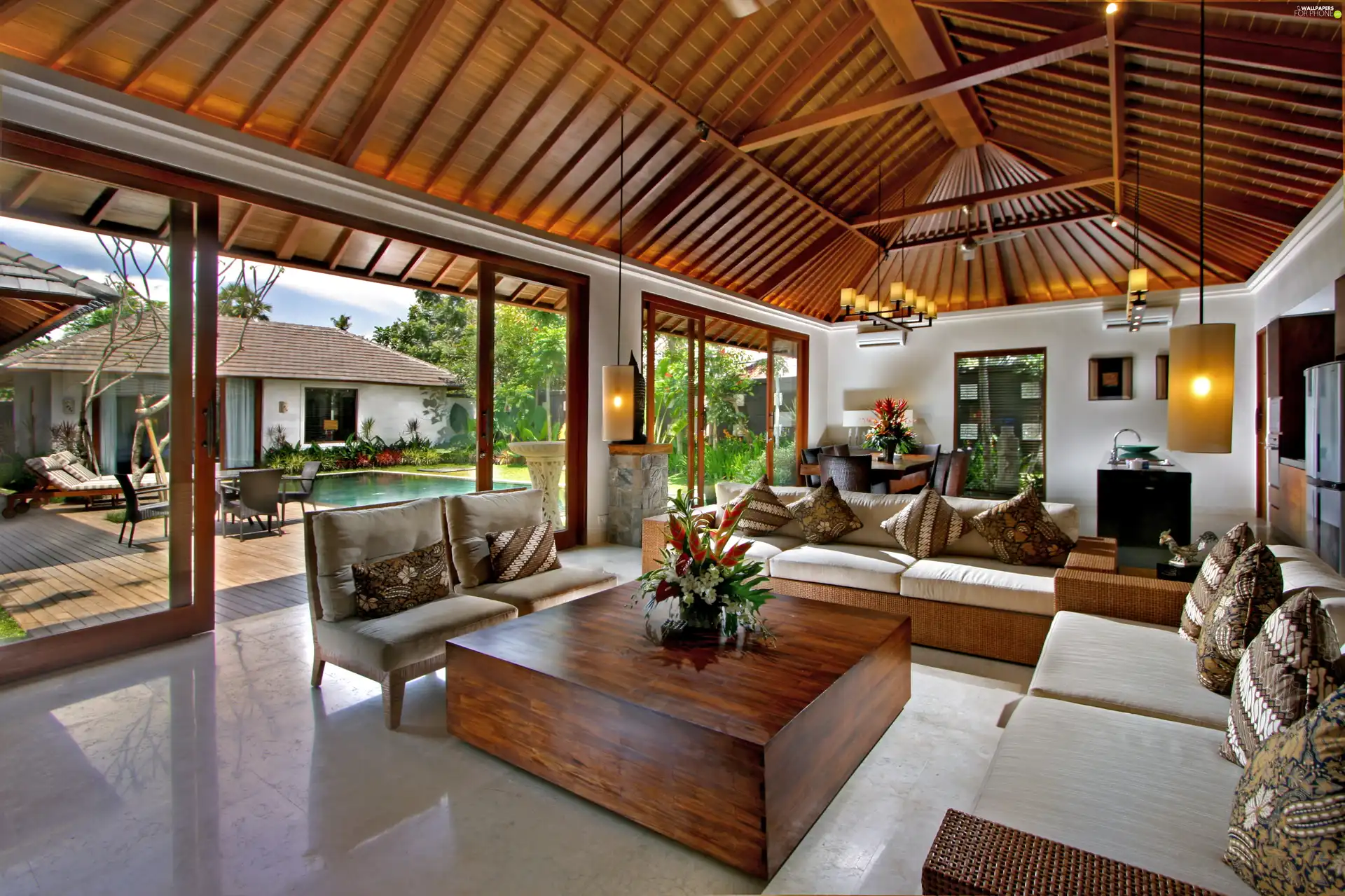 house, Garden, Pool, interior