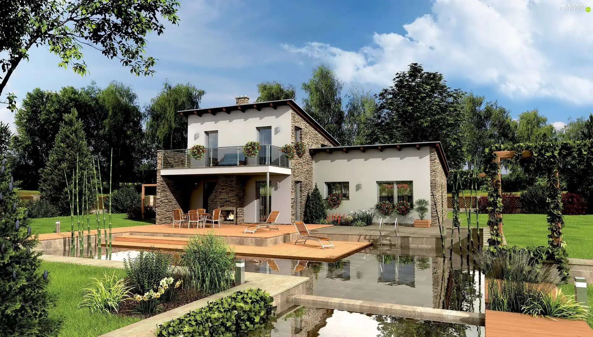 summer, Garden, Pool, house