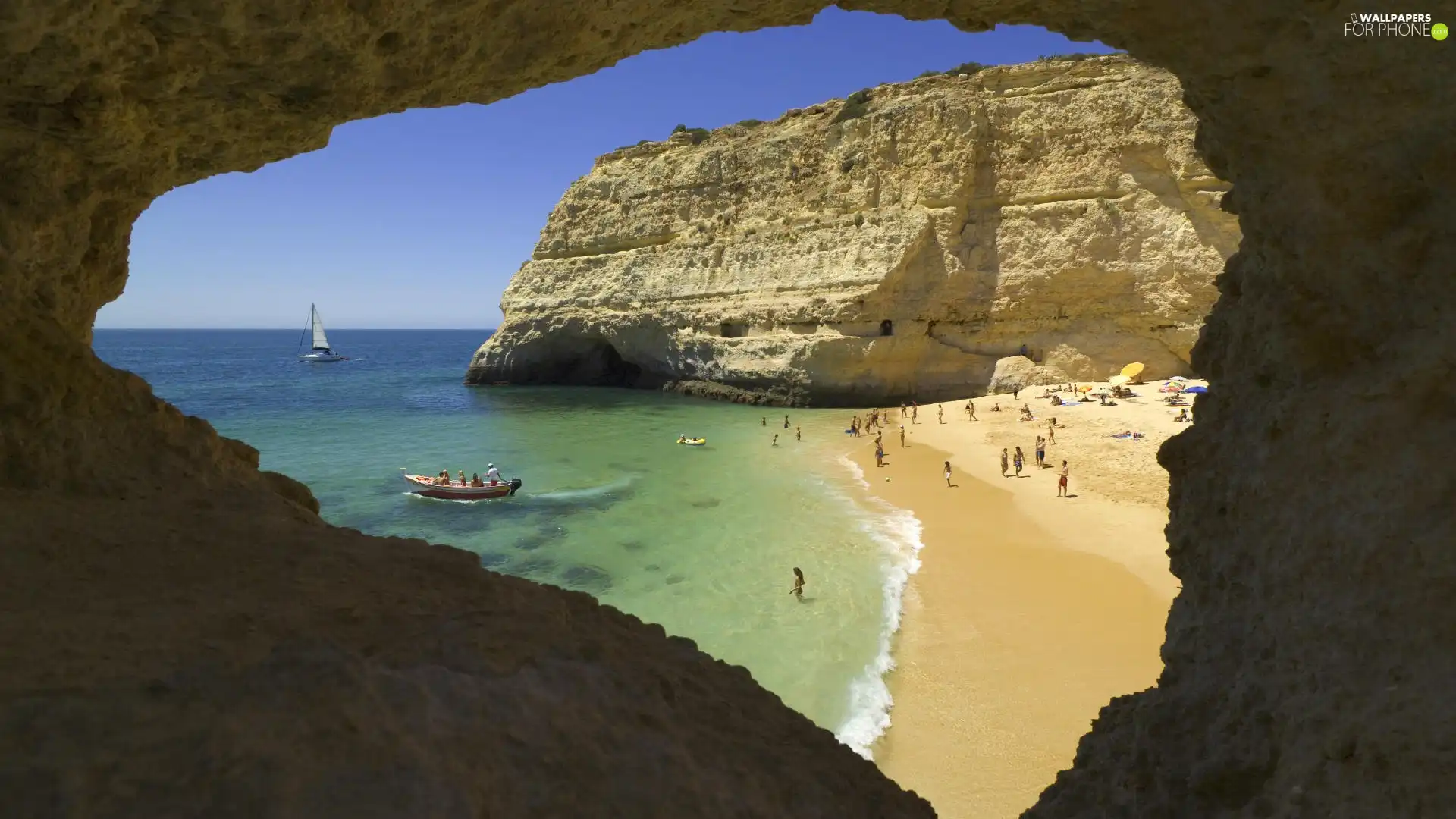 Beaches, Algarve, Portugal, boats