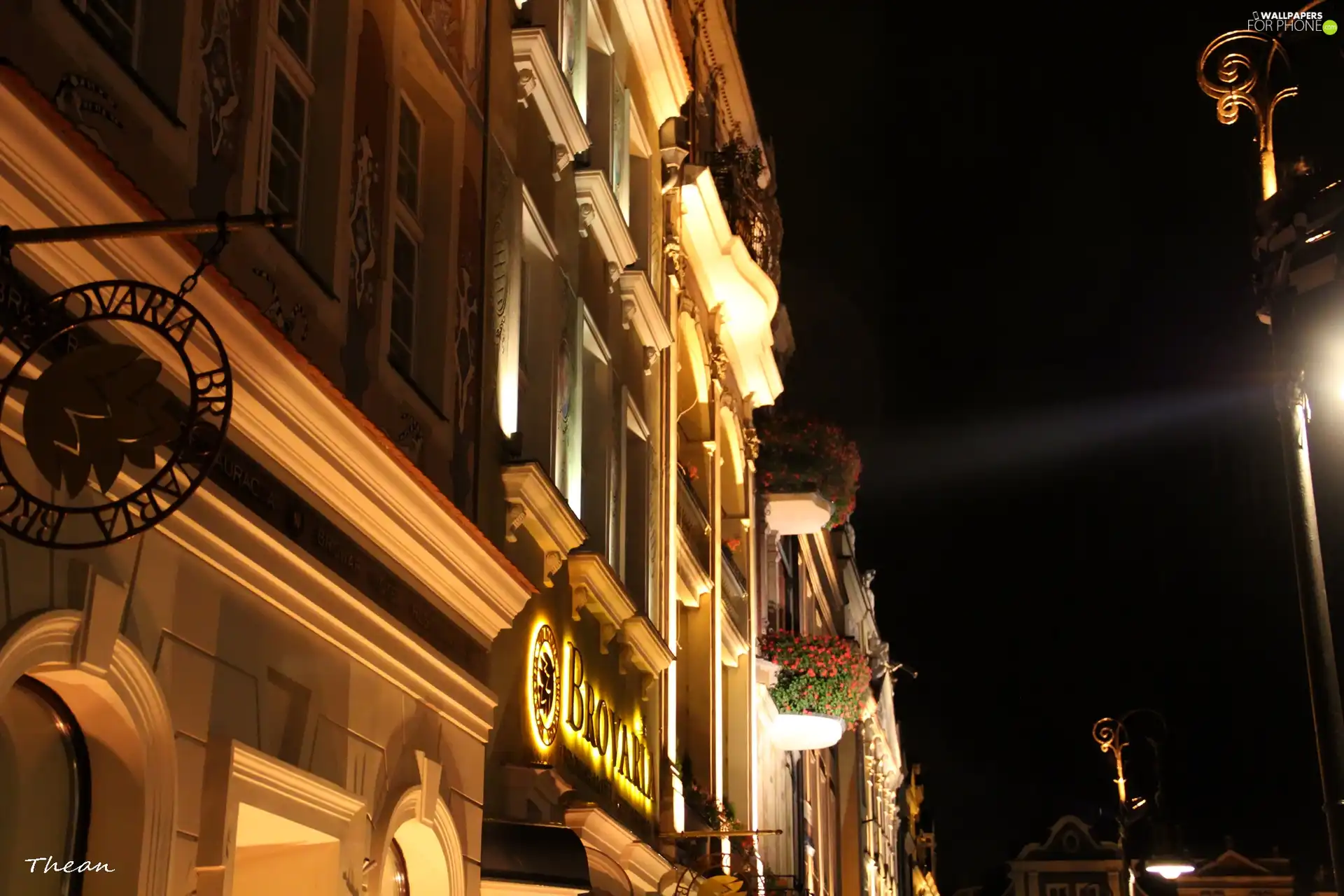 Poznań, old town, buildings, Night, illuminated