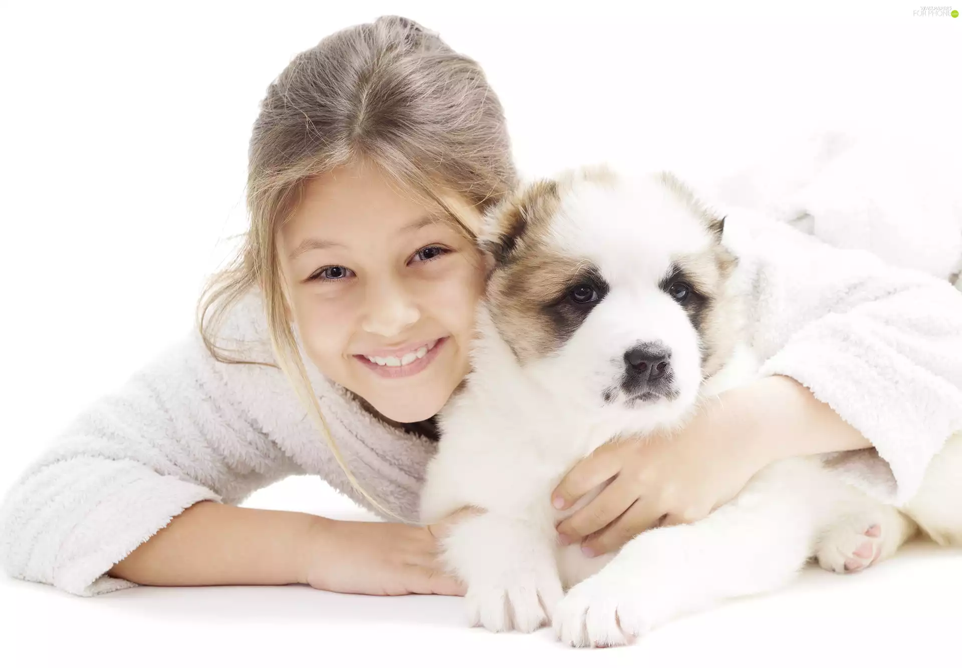 dog, Puppy, girl, Smile, Kid