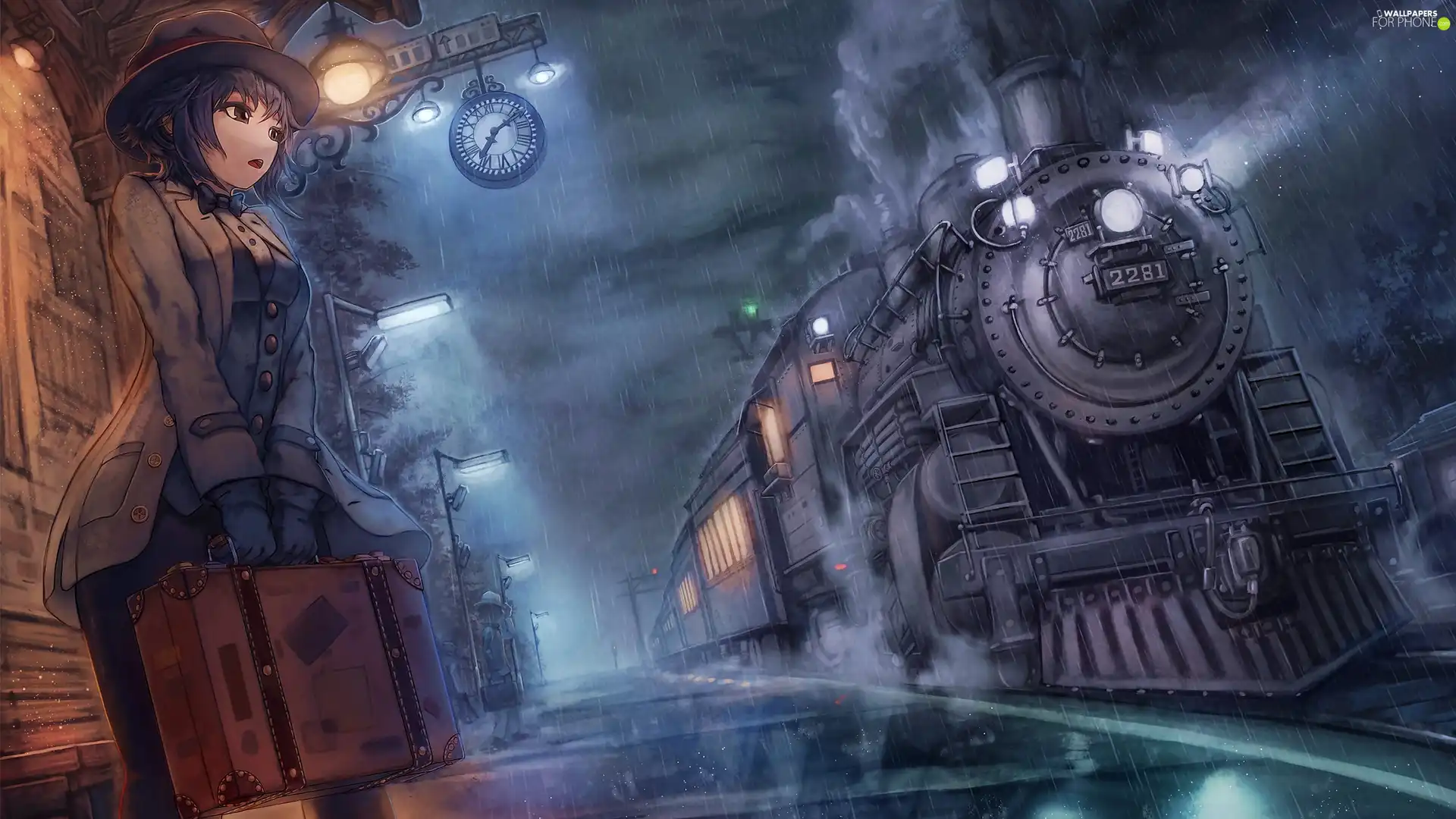 case, Manga, station, Rain, Train, girl