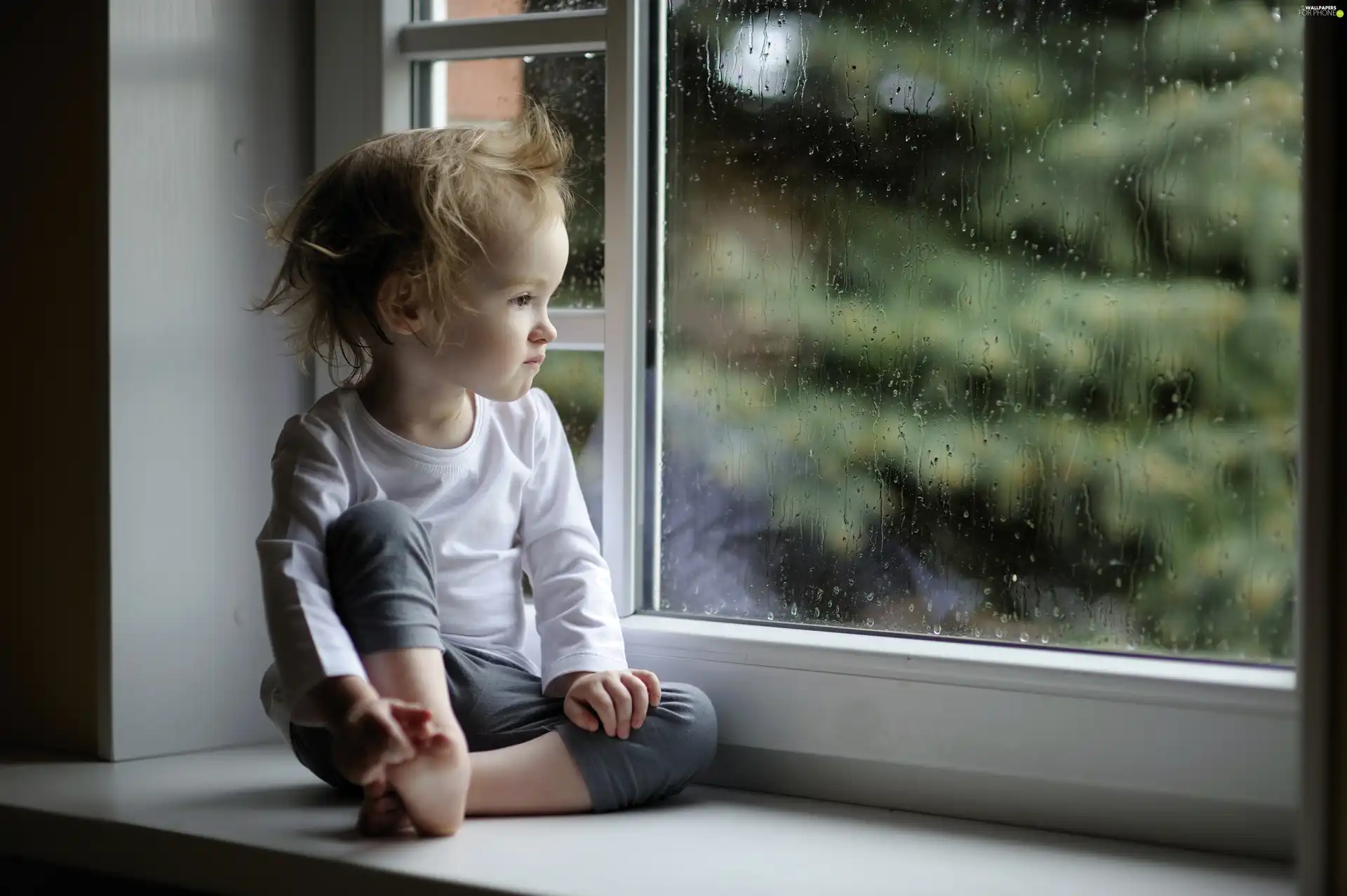 Rain, Kid, Window