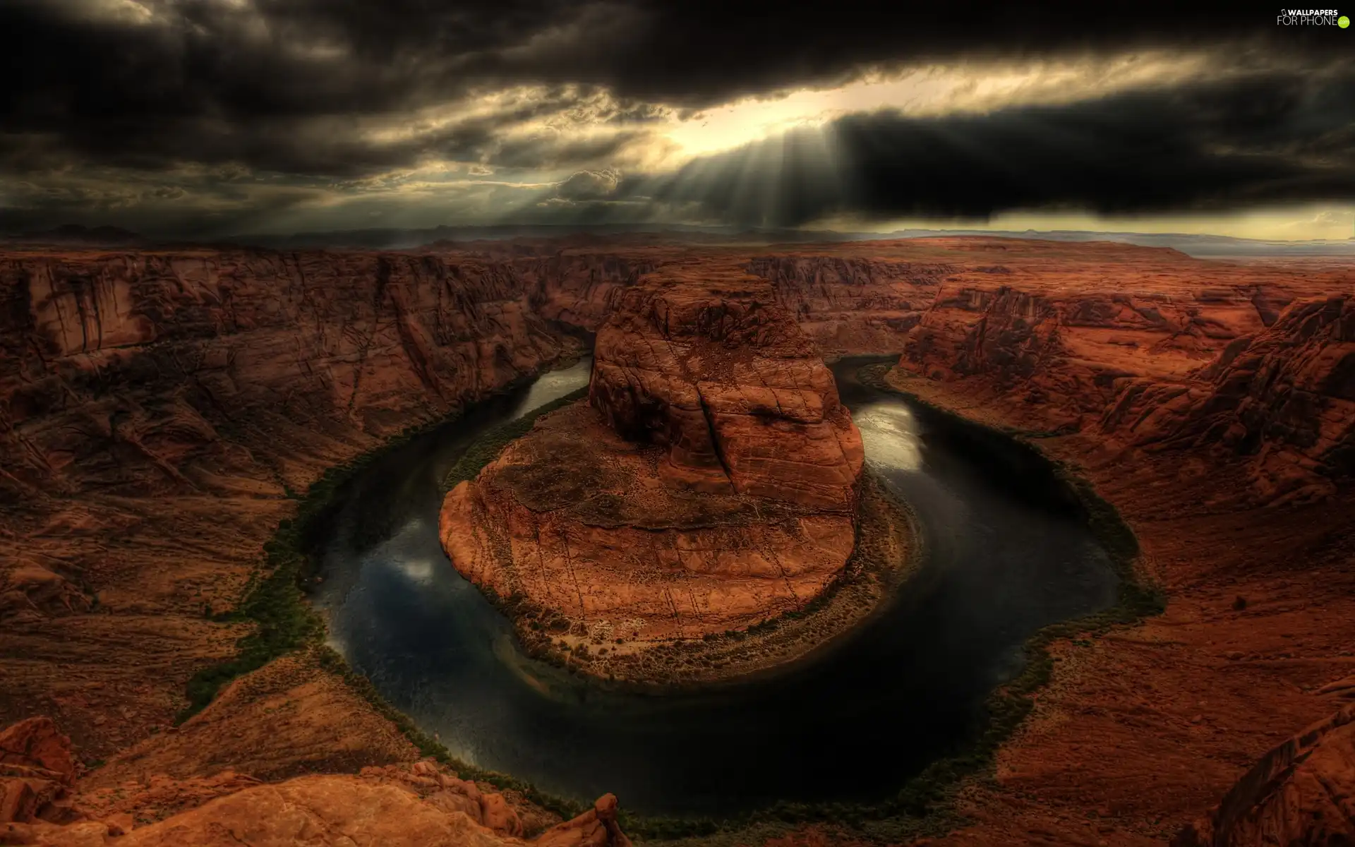 rays, sun, clouds, Przebijające, canyon