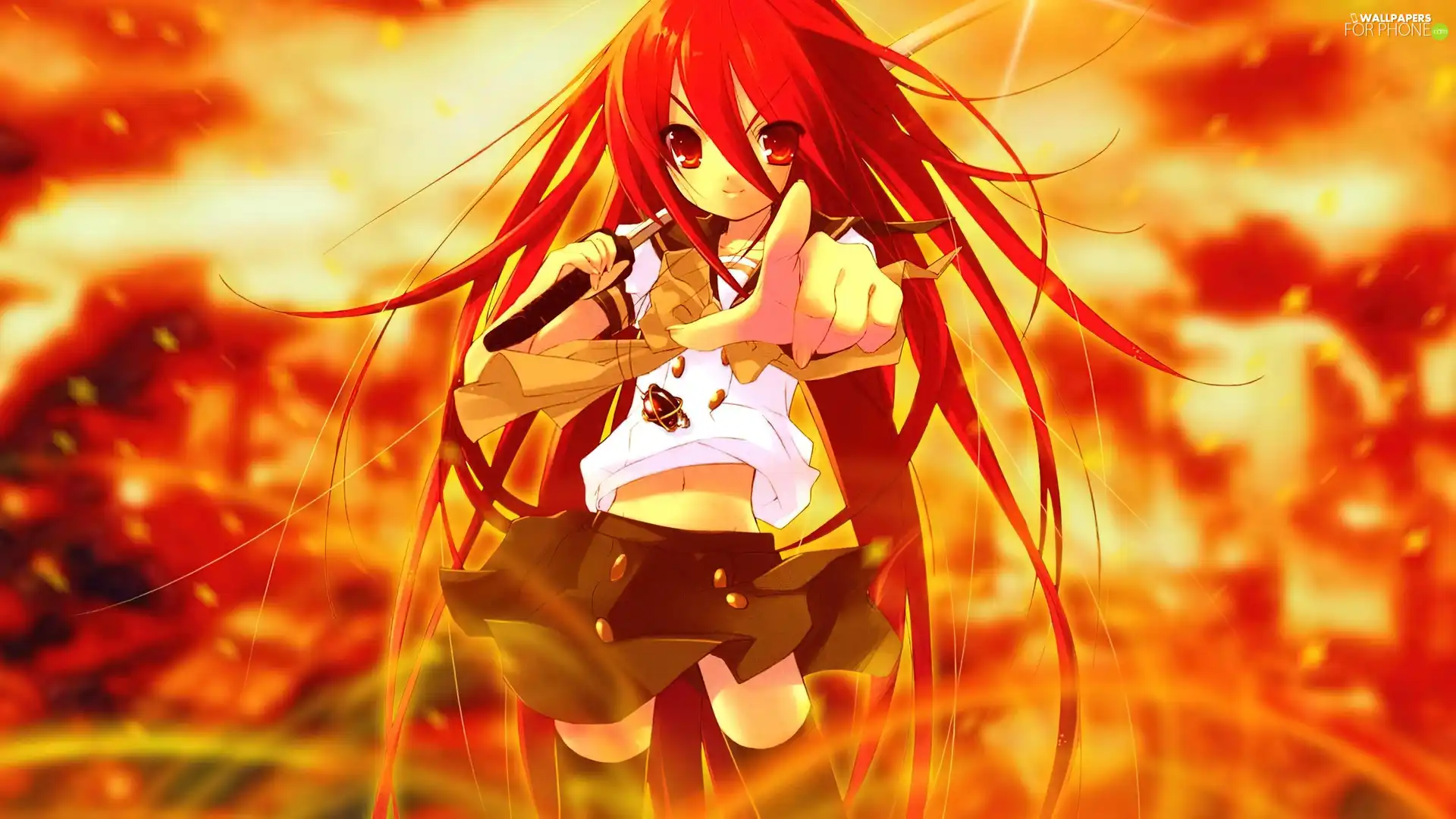 Shakugan No Shana, Red, Hair, Big Fire