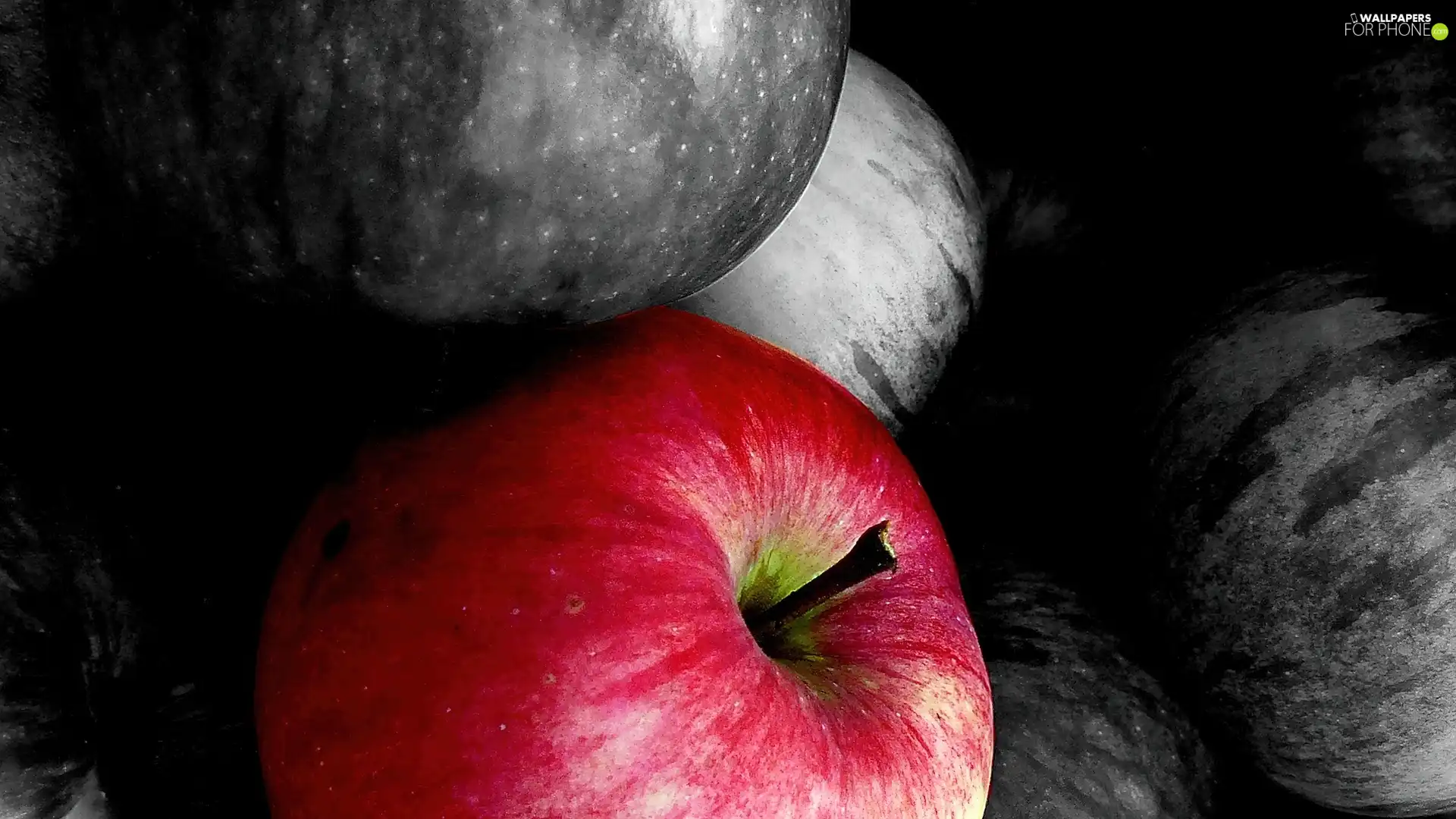 Red, apples, one