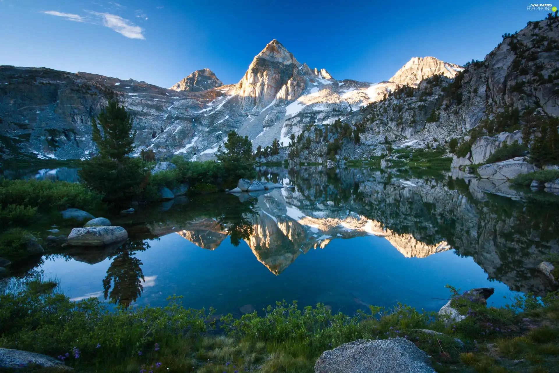 reflection, Mountains, lake