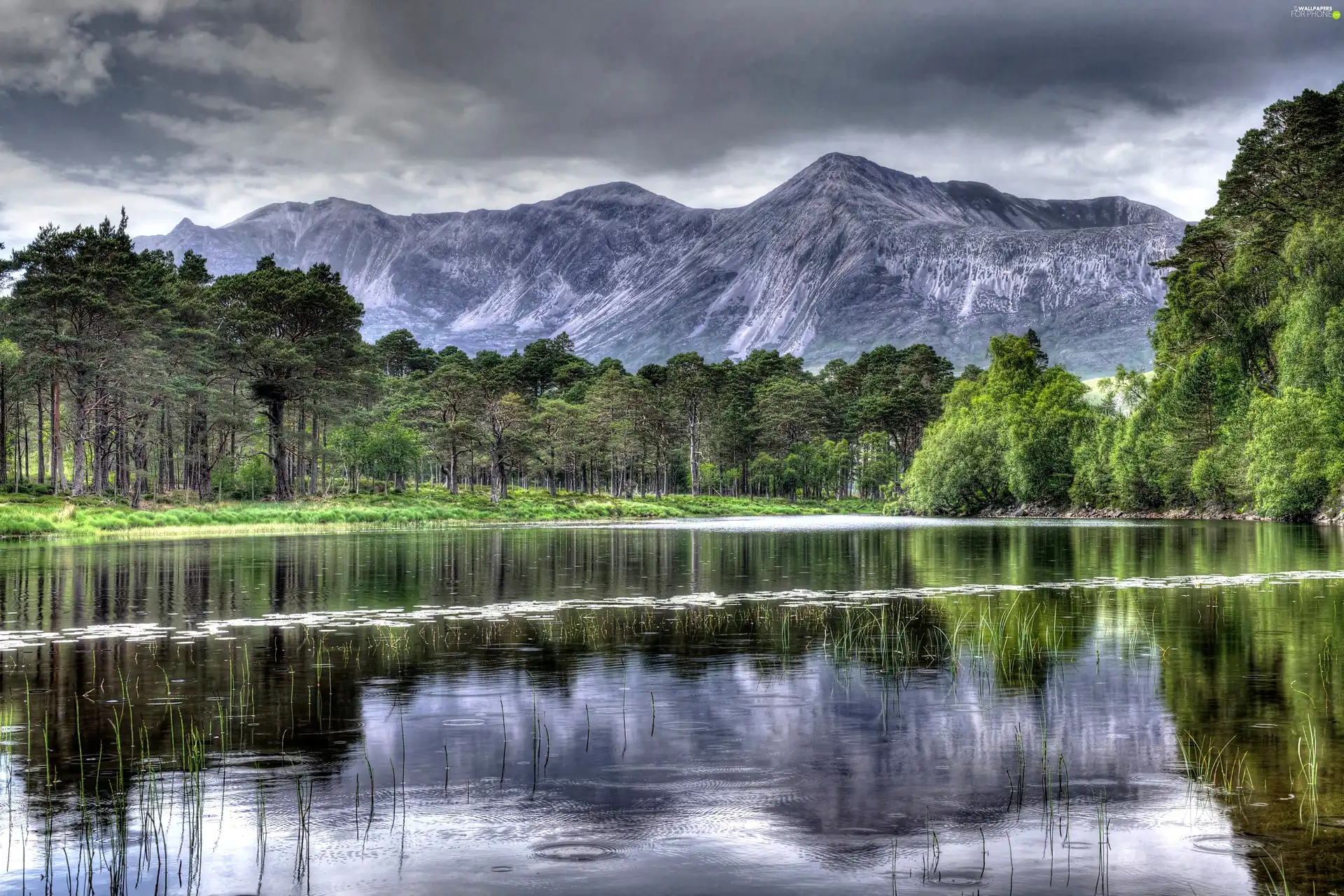 reflection, Mountains, lake