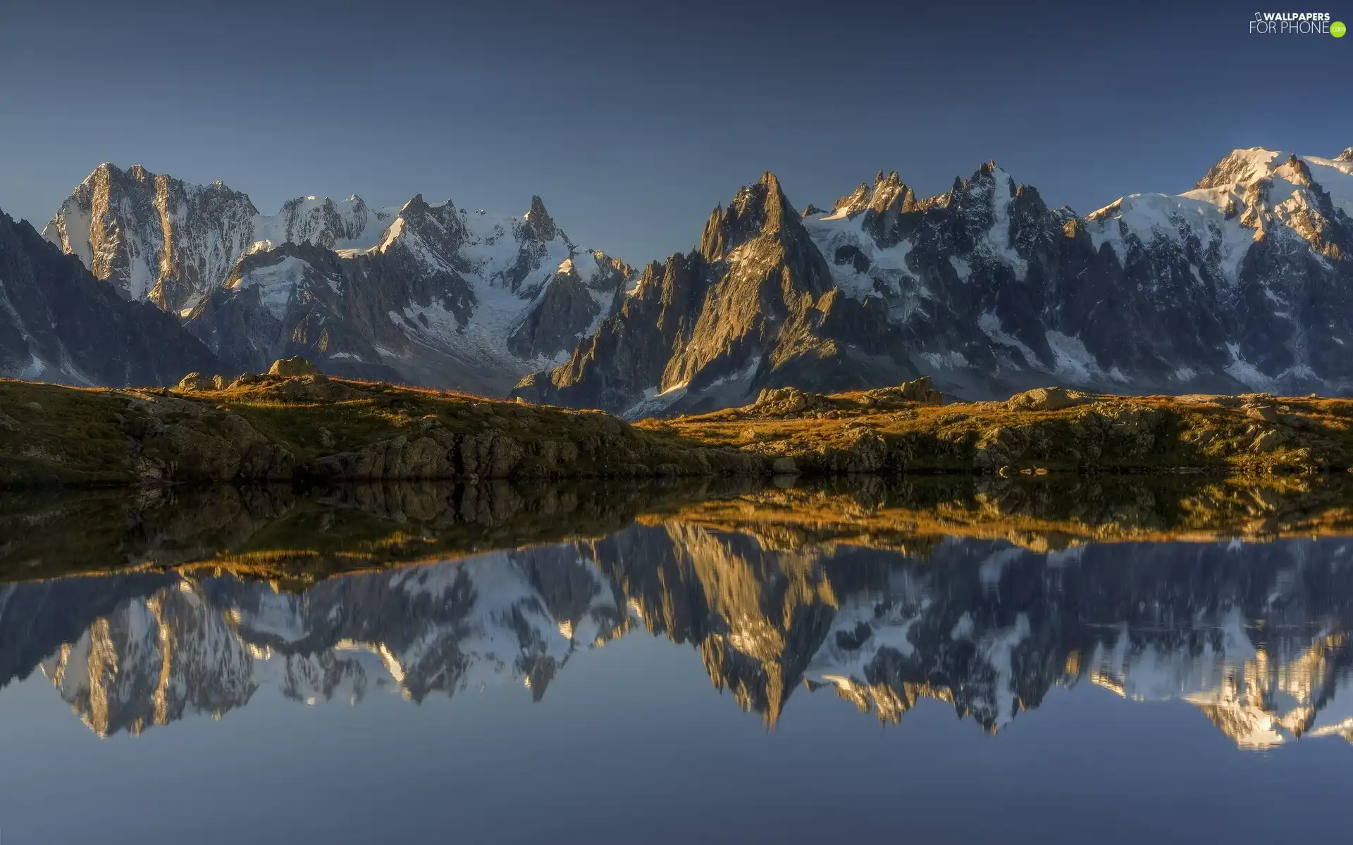 reflection, Mountains, lake