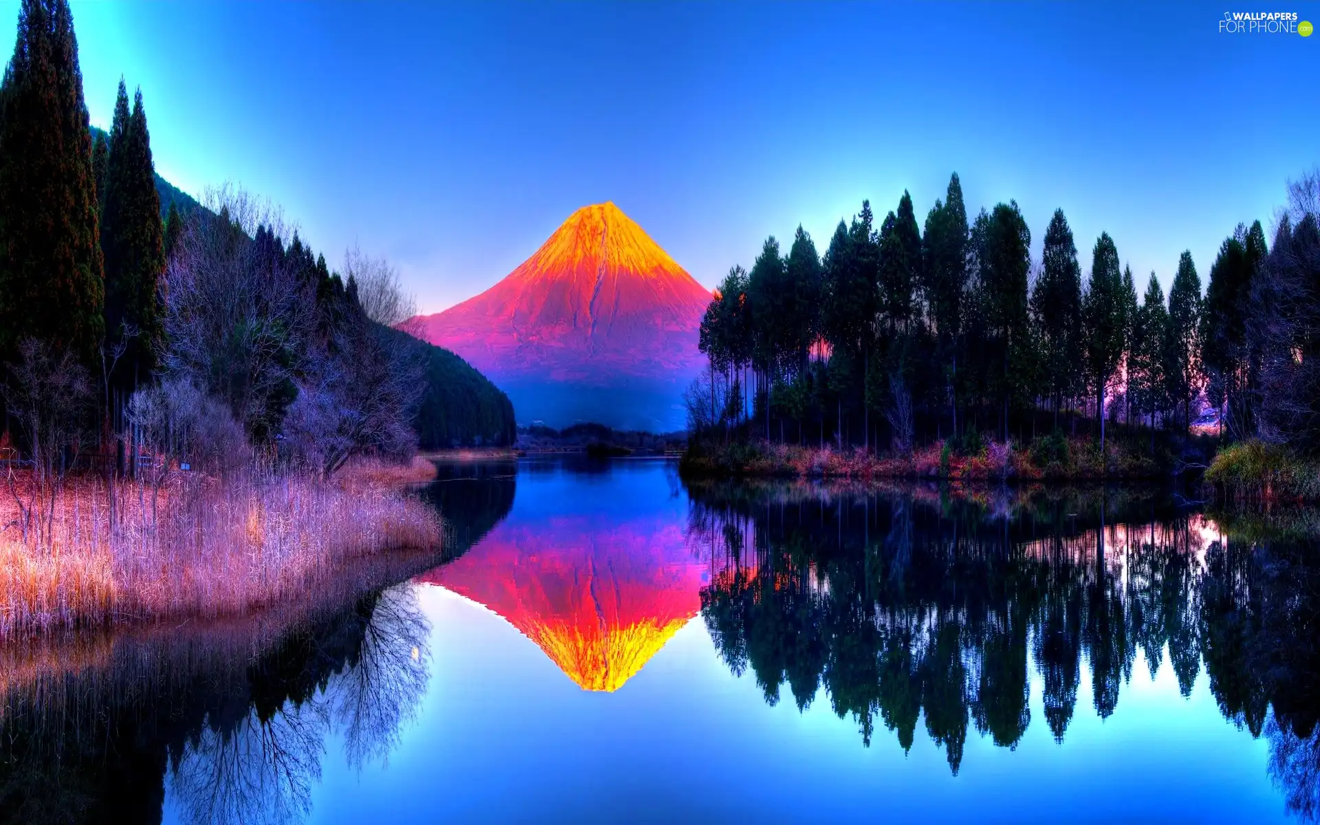 reflection, Coloured, mountains